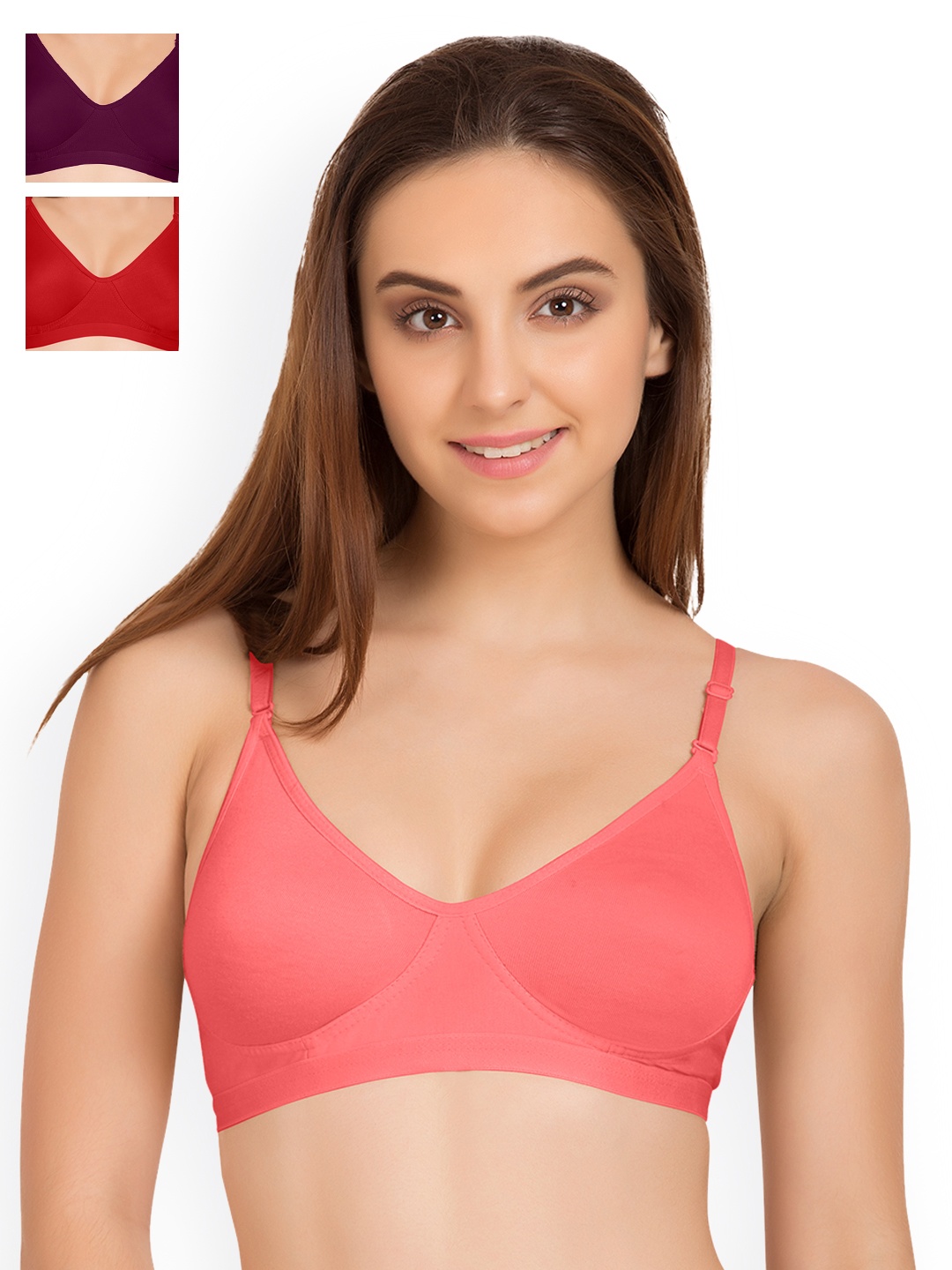 

Tweens Pack of 3 Full-Coverage T-shirt Bras TW9265, Coral