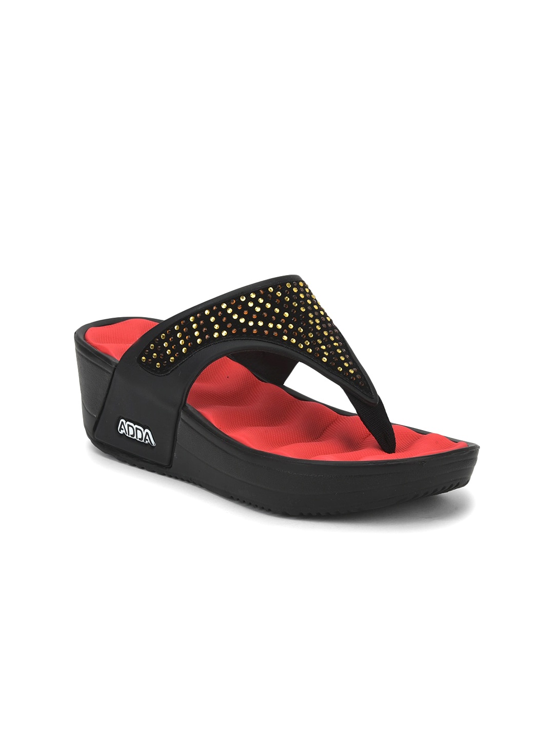 

Adda Embellished Open Toe Wedges, Black