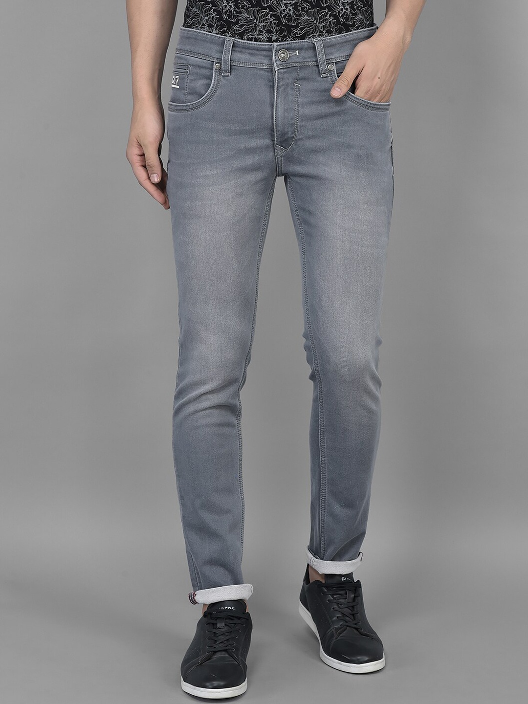 

Canary London Men Smart Mid Rise Clean Look Skinny Fit Stretchable Jeans, Grey