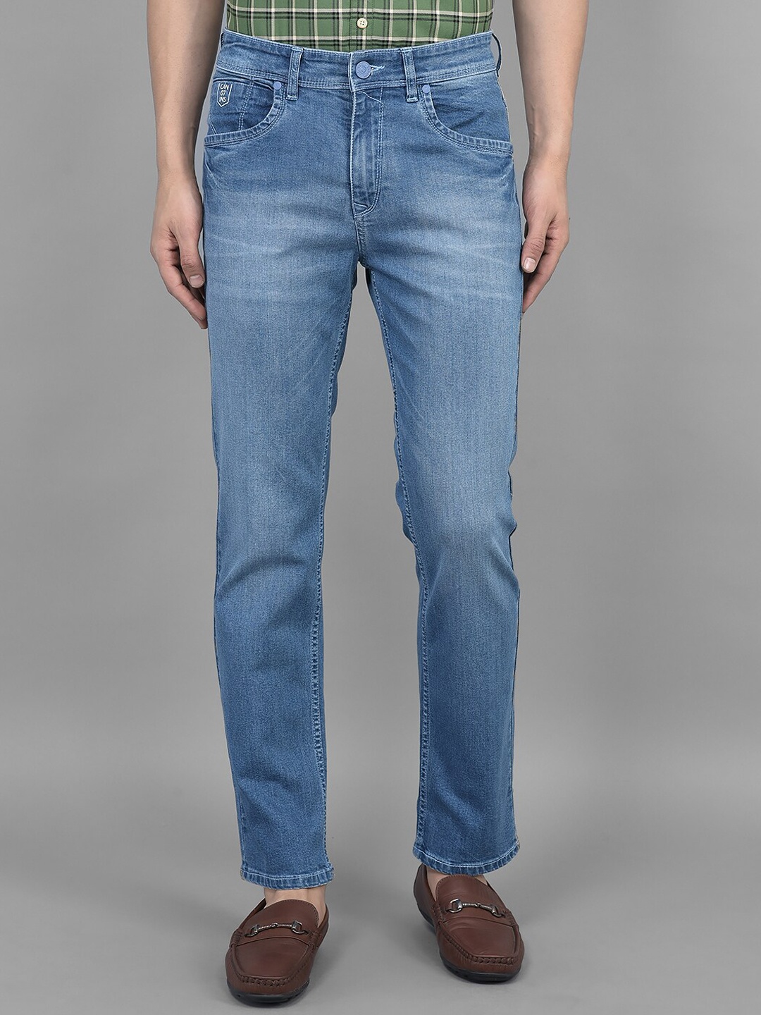 

Canary London Men Smart Straight Fit Heavy Fade Stretchable Jeans, Blue