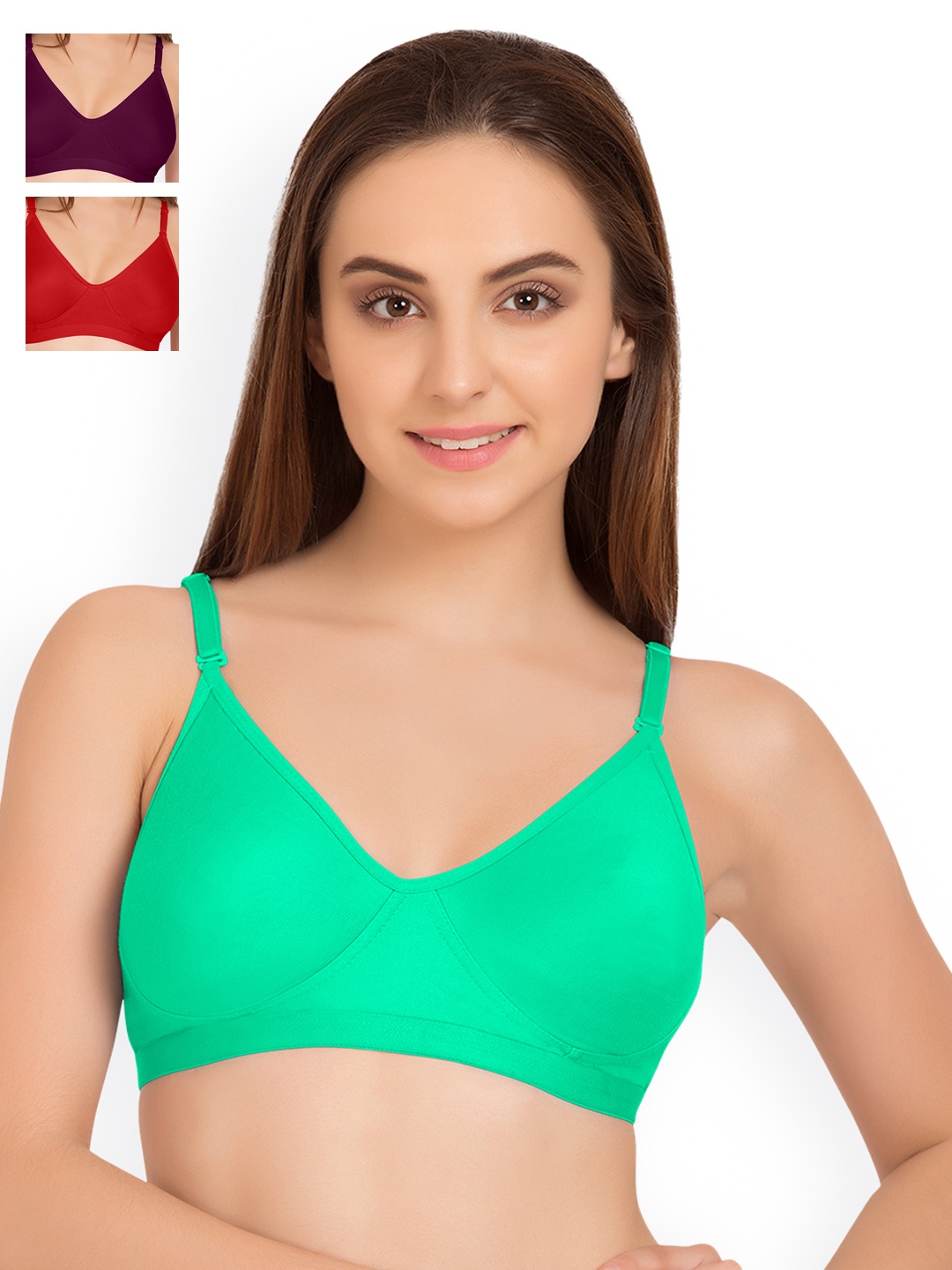 

Tweens Pack of 3 Full-Coverage T-shirt Bras TW9265, Red