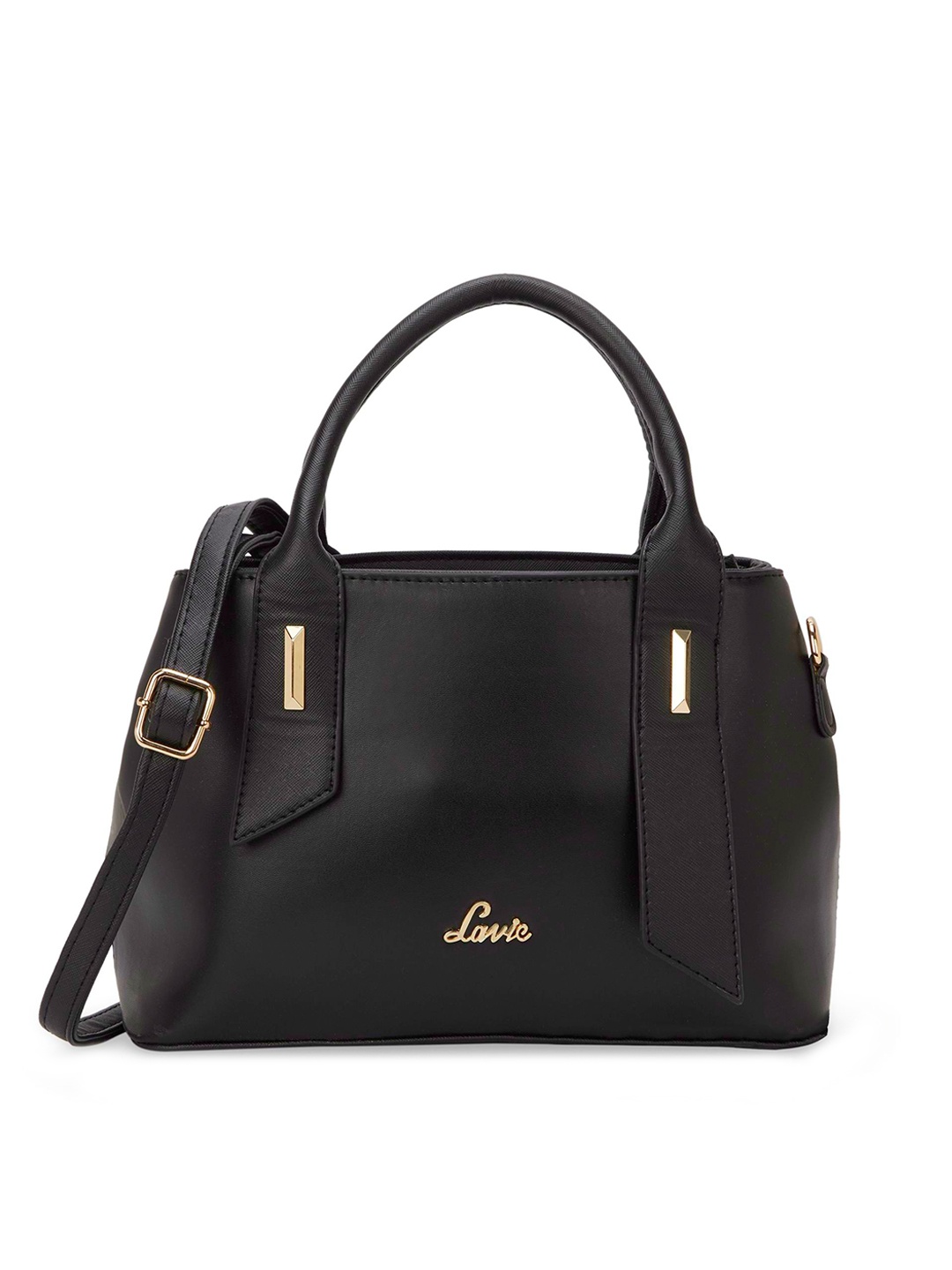 

Lavie Synthetic Leather Structured Handheld Bag, Black