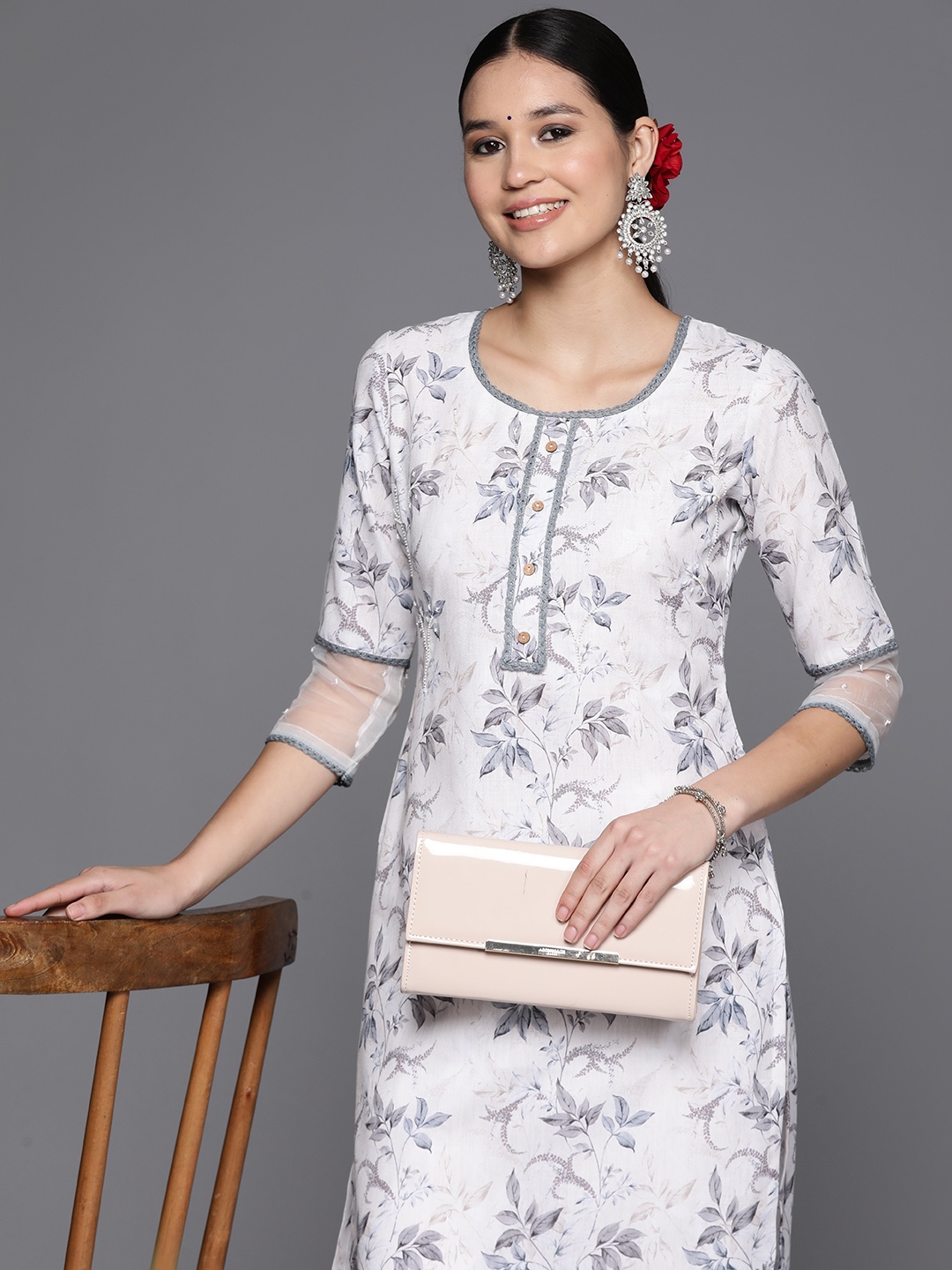 

Libas Floral Printed Cotton Kurta, White