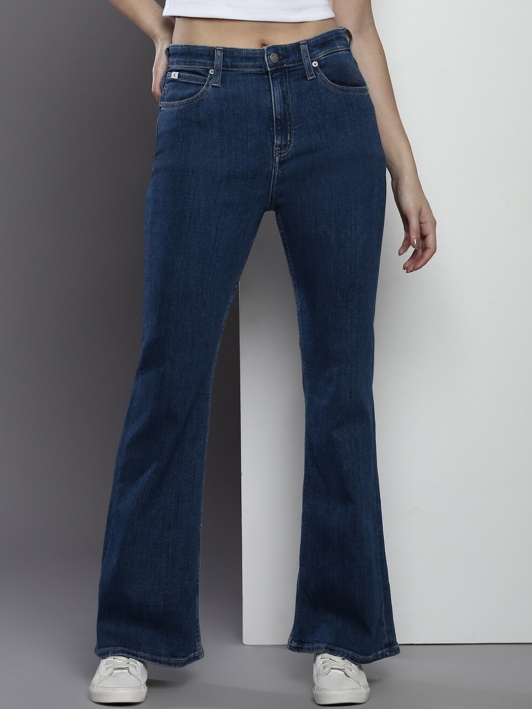 

Calvin Klein Jeans Women Bootcut High-Rise Stretchable Jeans, Blue