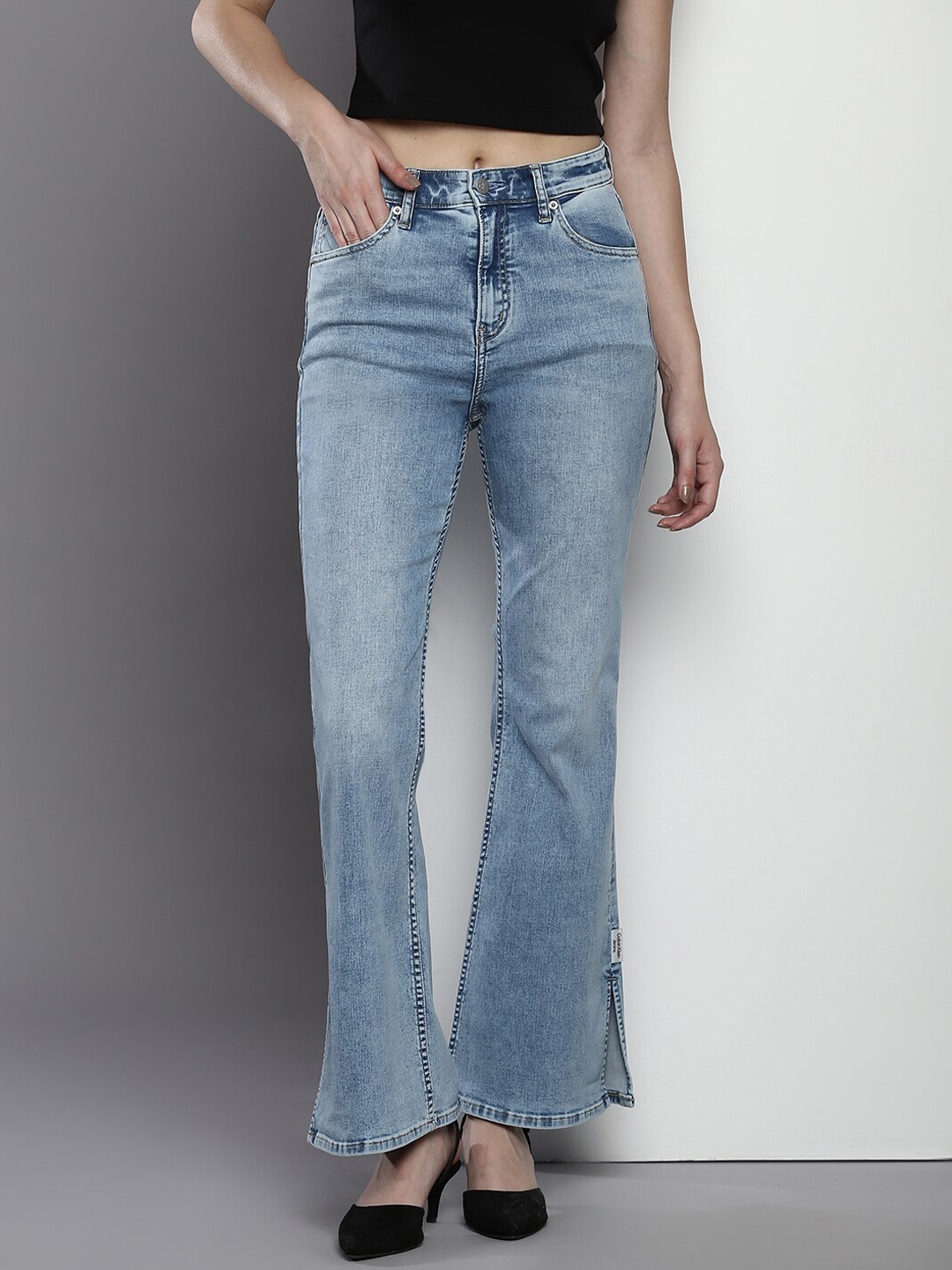 

Calvin Klein Jeans Women Blue Bootcut High-Rise Light Fade Stretchable Jeans