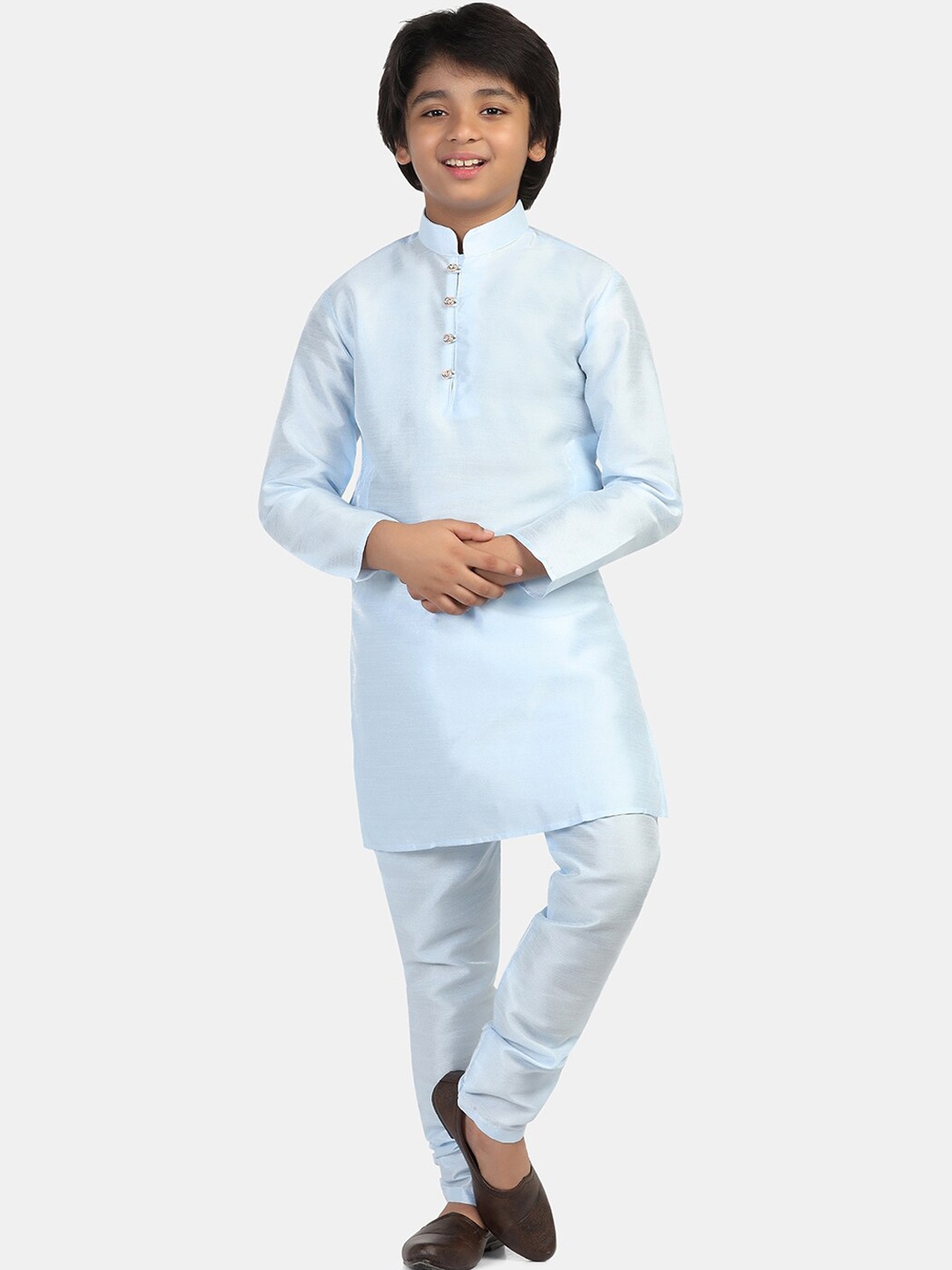 

TAHVO Boys Mandarin Collar Regular Kurta with Pyjamas, Blue