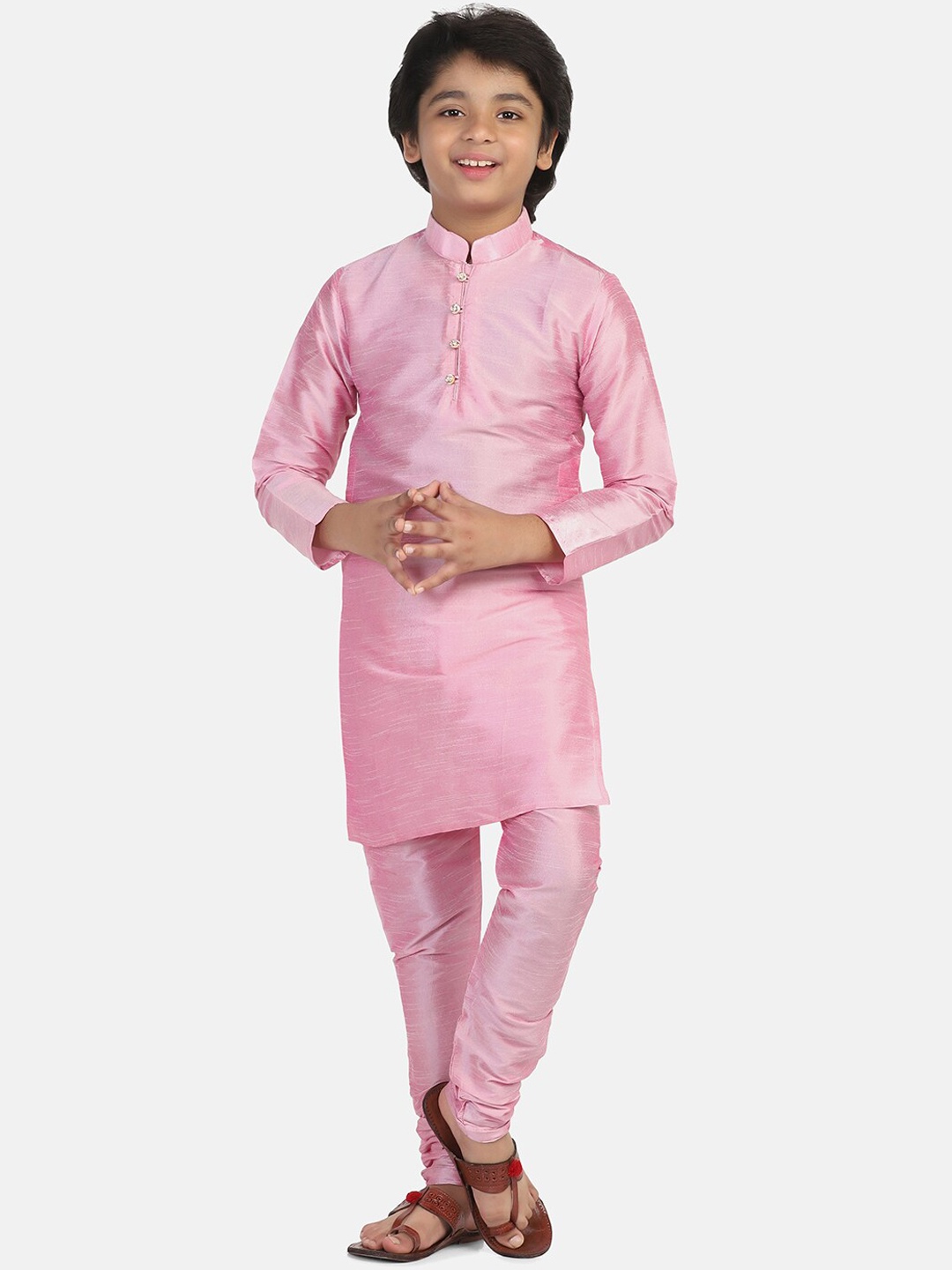 

TAHVO Boys Pink Regular Kurta with Churidar