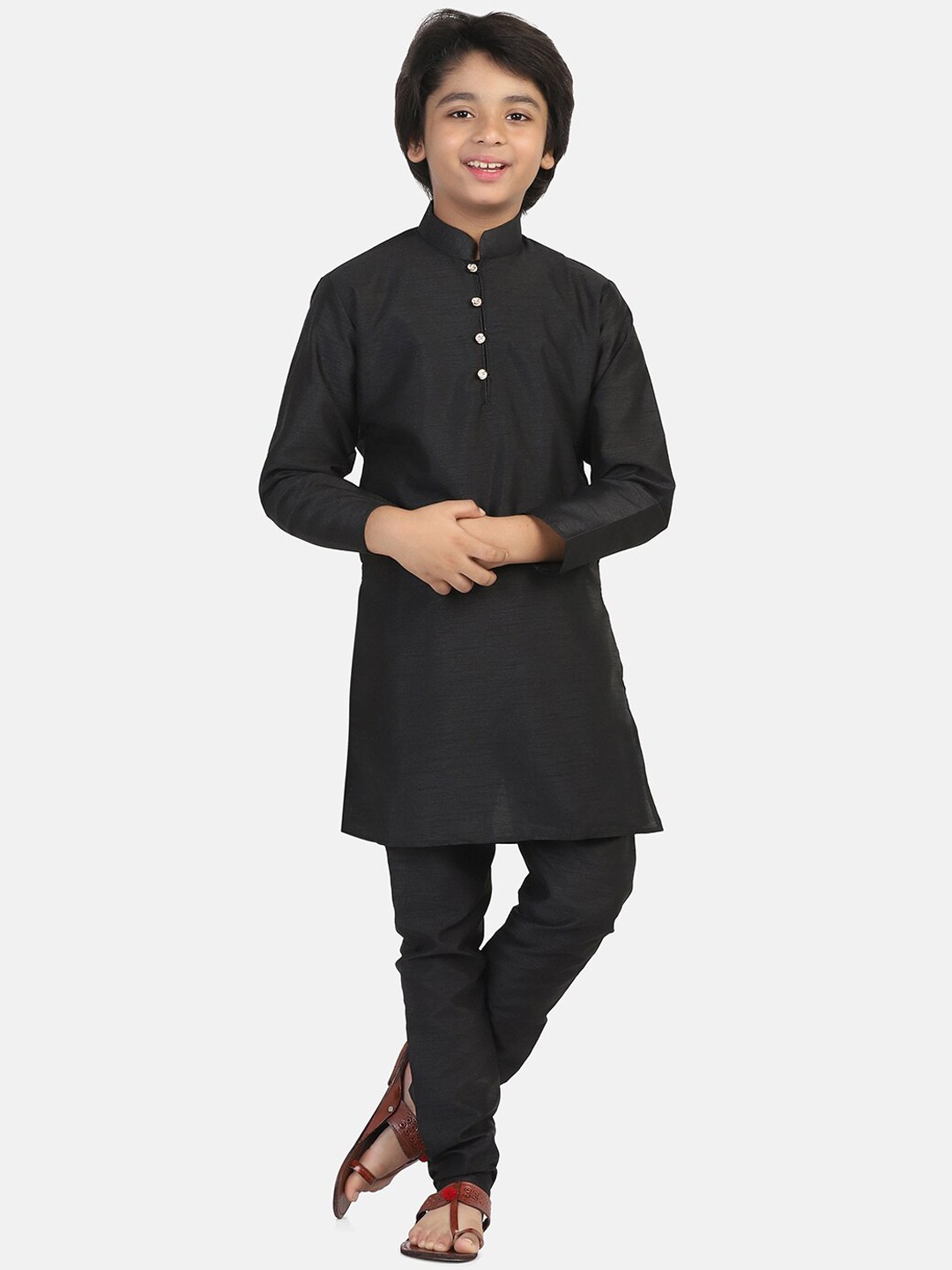 

TAHVO Boys Black Regular Kurta with Churidar