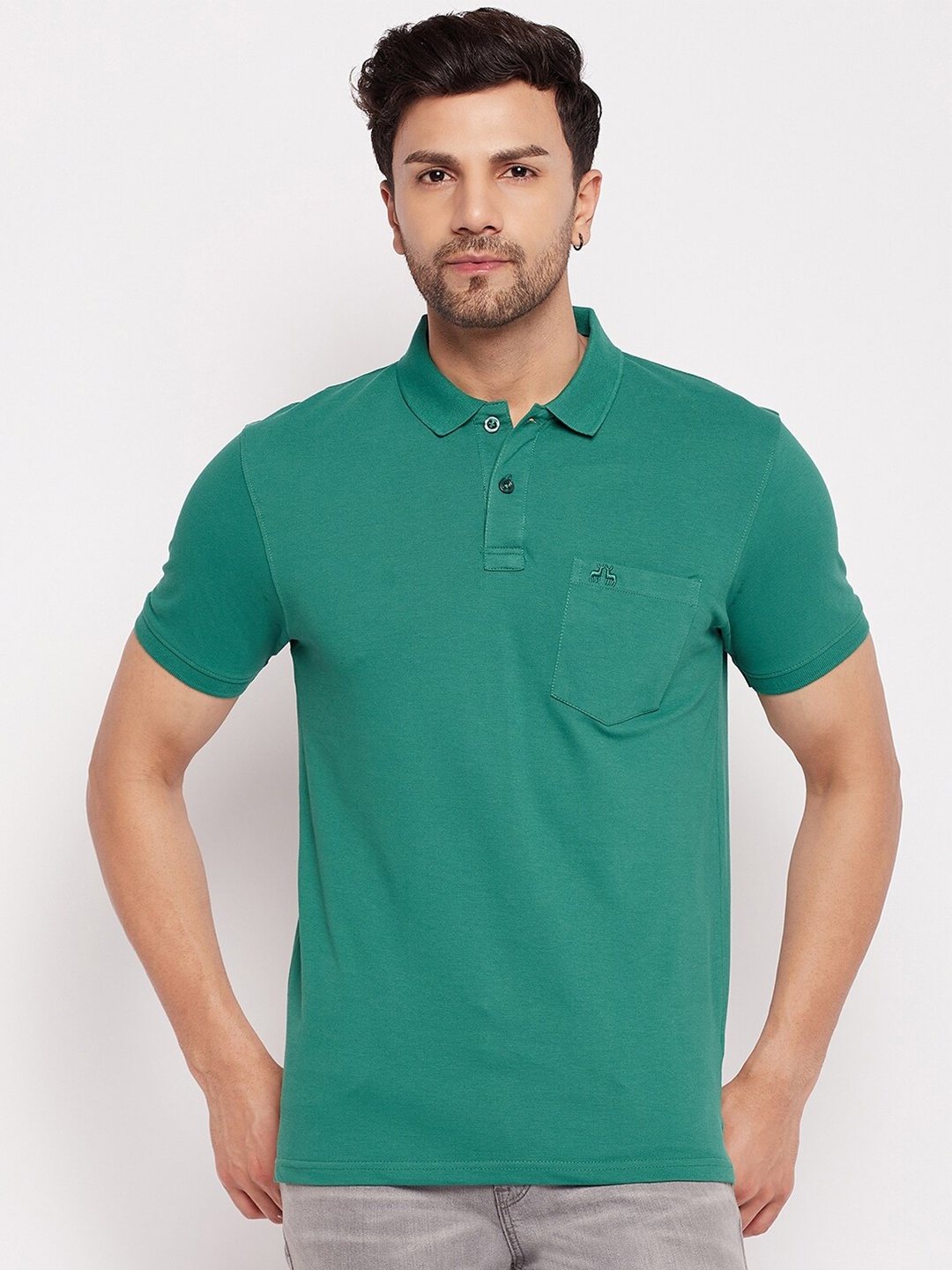 

98 Degree North Polo Collar Cotton Casual T-shirt, Green