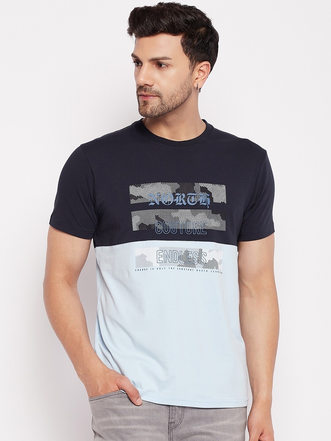 

98 Degree North Graphic Printed Round Neck Short Sleeves Cotton T-Shirt, Black