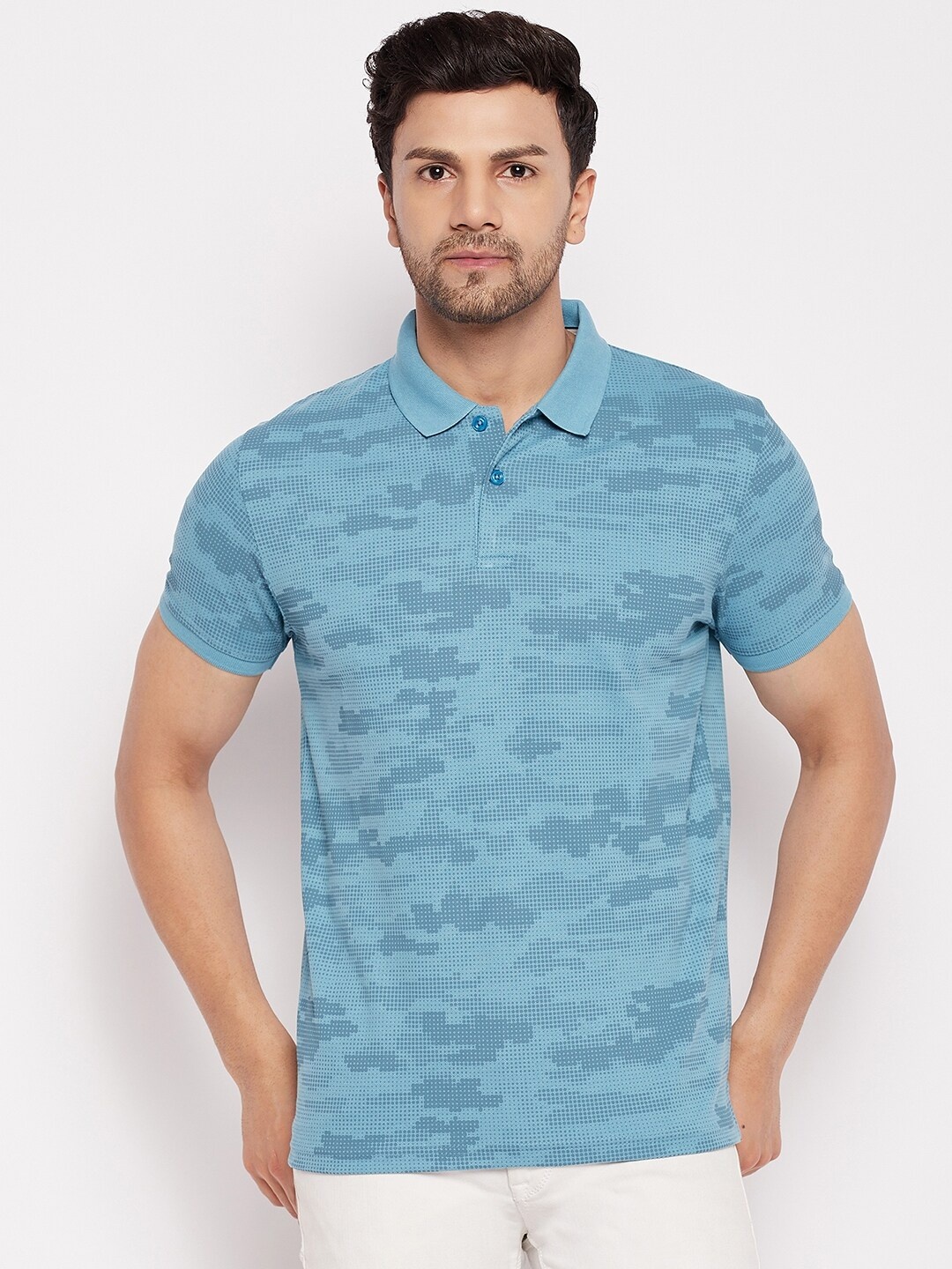 

98 Degree North Polo Collar Short Sleeves Cotton T-Shirt, Blue