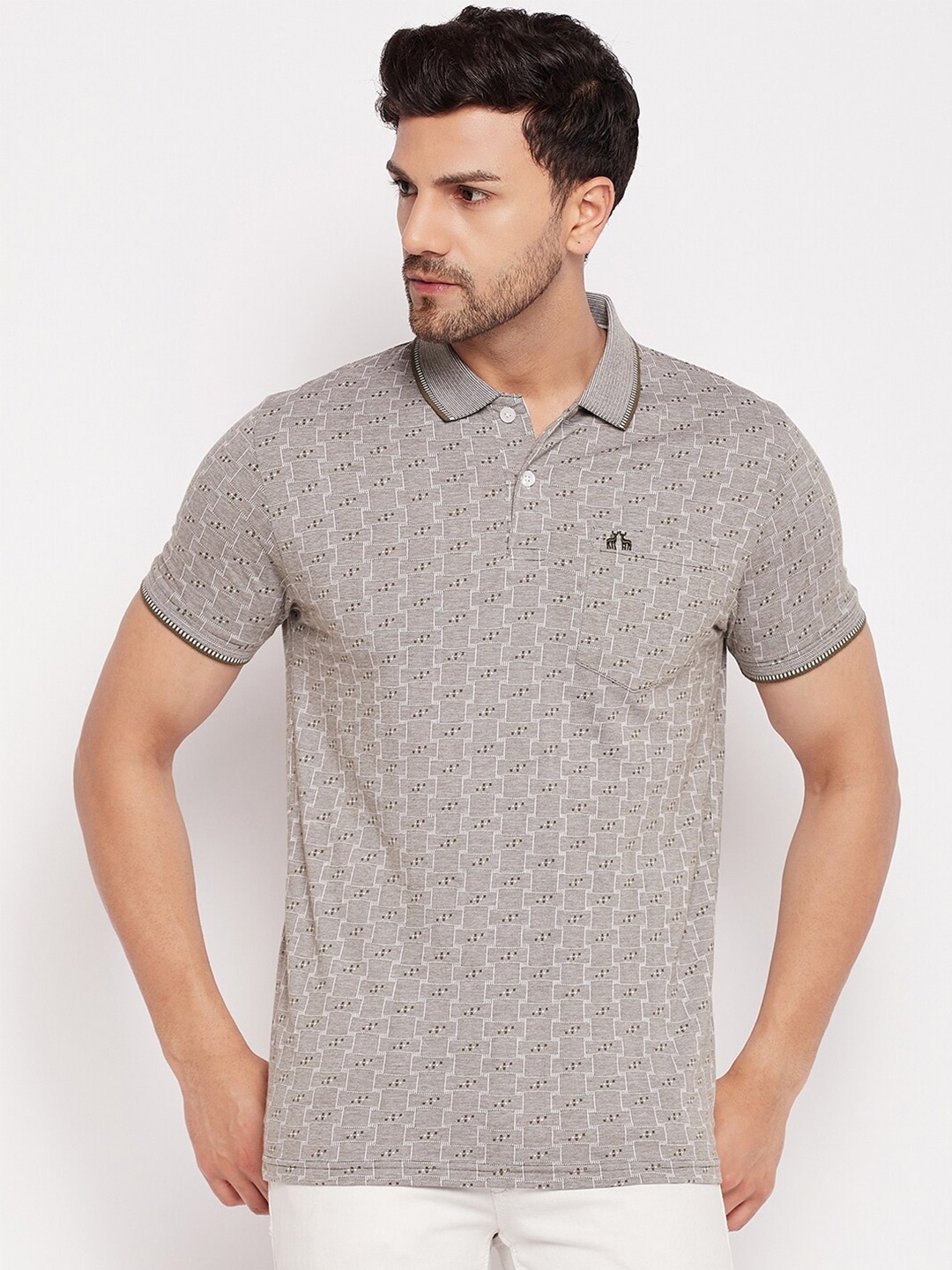 

98 Degree North Polo Collar Short Sleeves Cotton T-Shirt, Beige