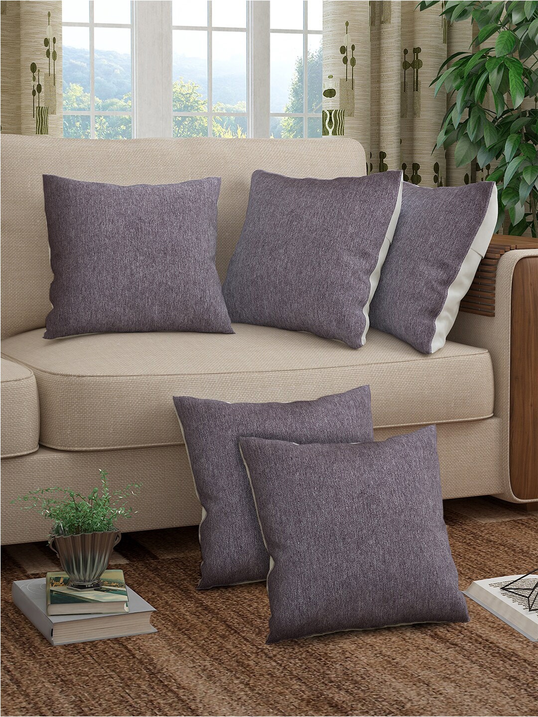 

Story@home Alegra Violet 5 Pieces Square Cushion Covers