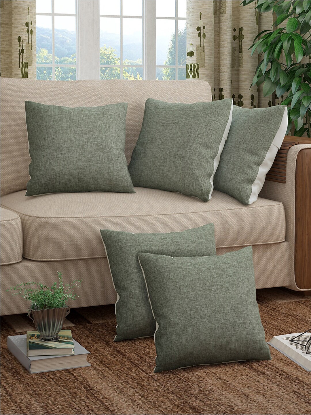 

Story@home Alegra Grey & White 5 Pieces Abstract Printed Square Cushion Covers