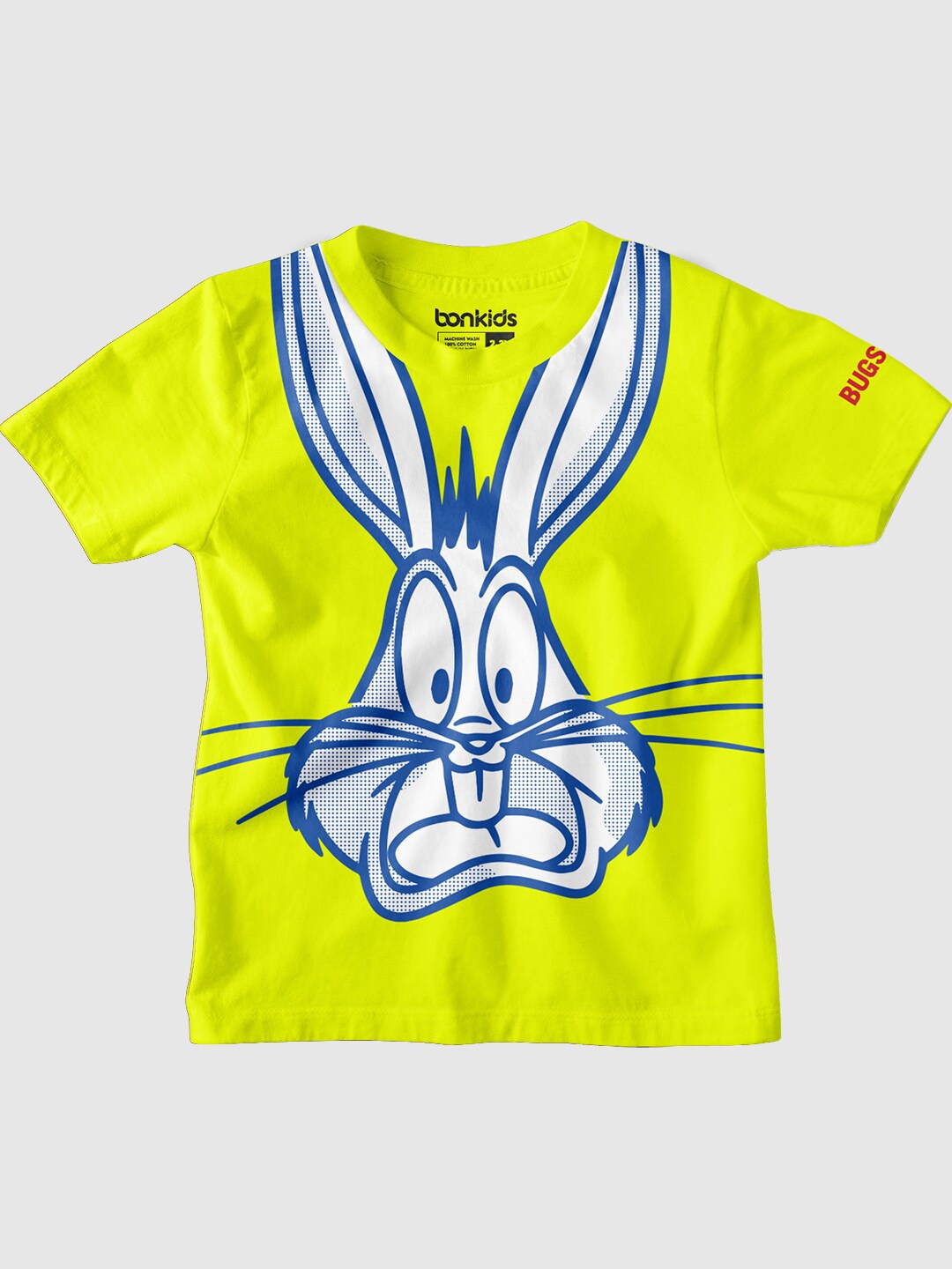 

BONKIDS Boys Bugs Bunny Printed Cotton Casual T-Shirt, Fluorescent green