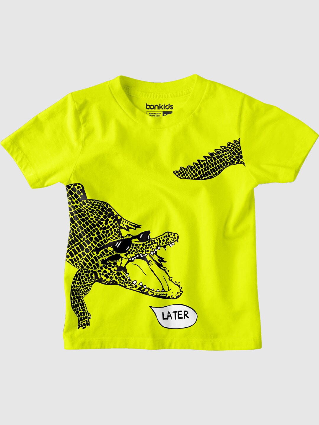 

BONKIDS Boys Graphic Printed Cotton Casual T-Shirt, Fluorescent green