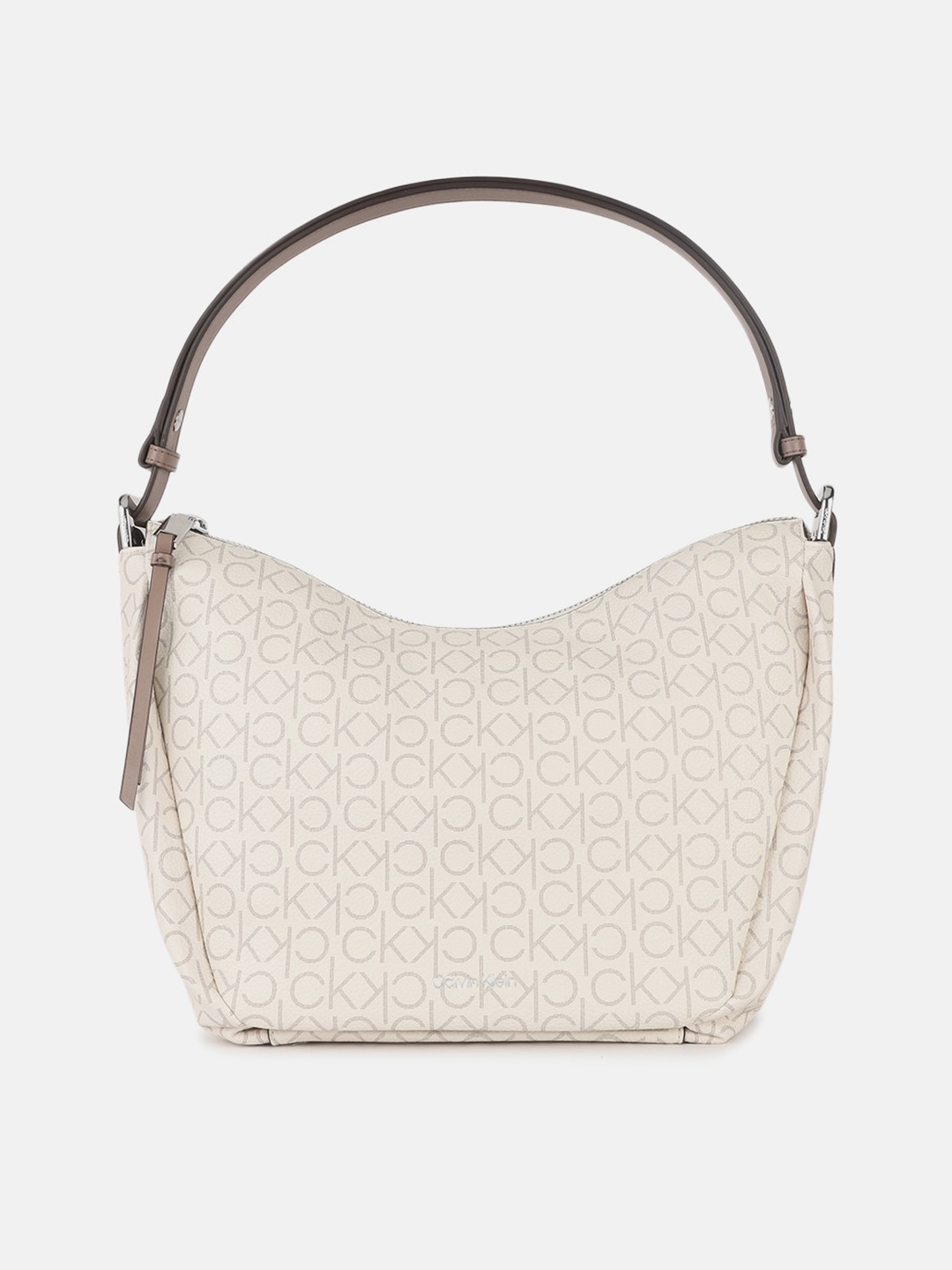 

Calvin Klein Jeans Textured PU Structured Hobo Bag with Quilted, Beige