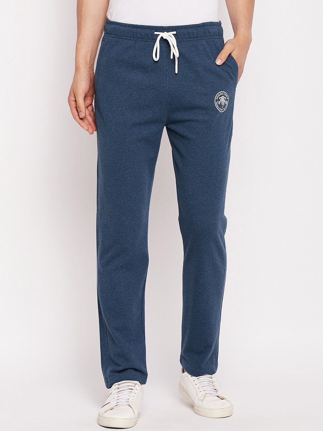 

98 Degree North Men Mid-Rise Pure Cotton Track Pant, Teal
