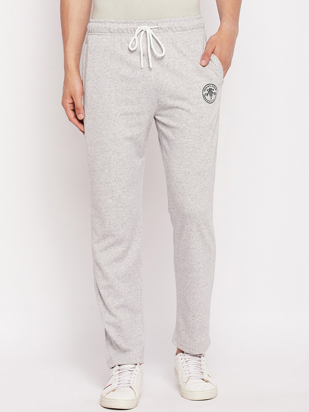 

98 Degree North Men Mid-Rise Pure Cotton Track Pant, Grey