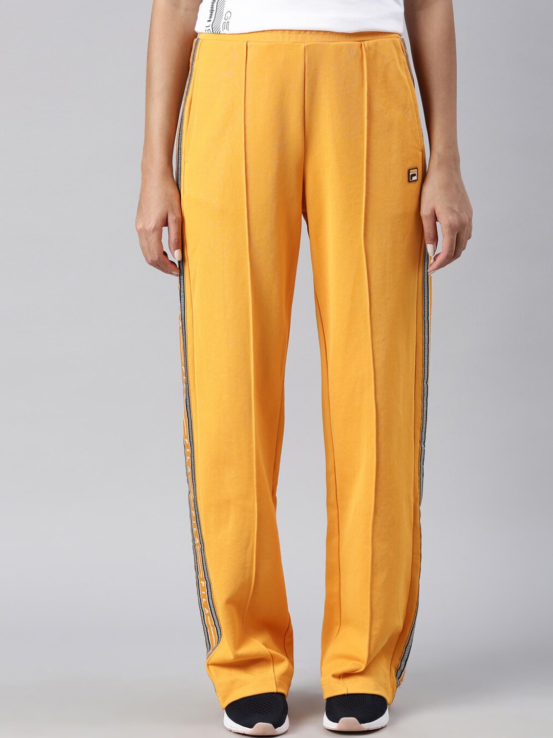 

FILA Women ELLA Side Striped Cotton Track Pants, Yellow