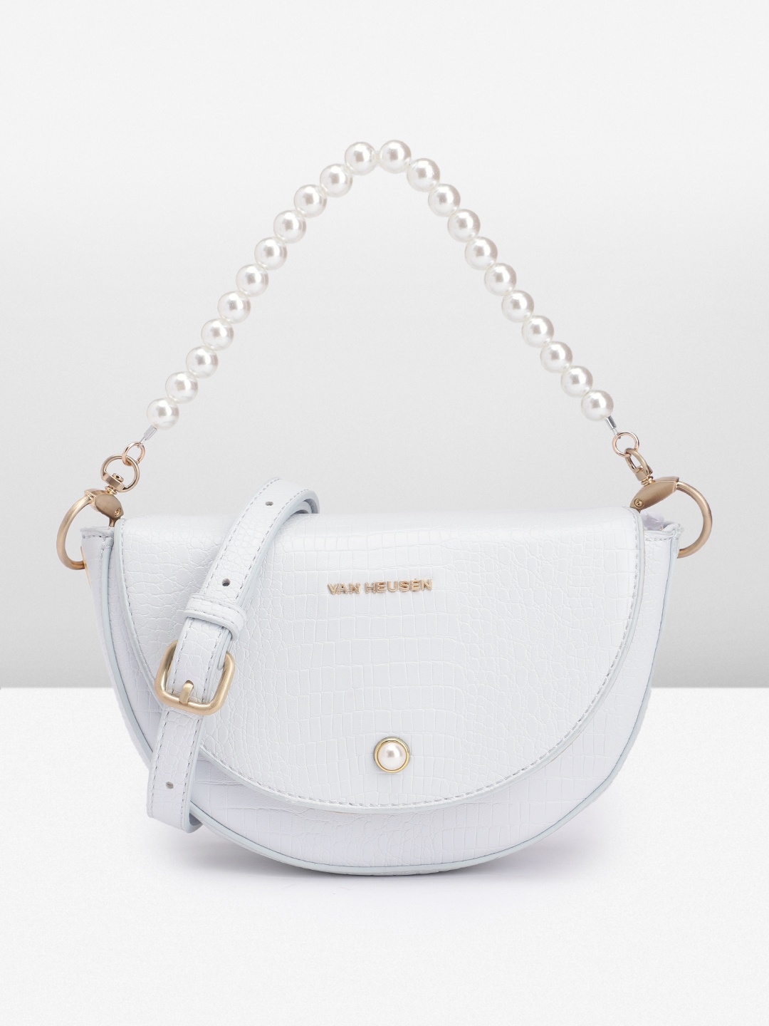 

Van Heusen Textured Half Moon Handheld Bag, White