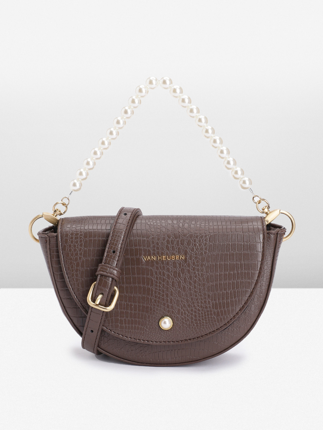 

Van Heusen Animal Textured Half Moon Satchel, Brown