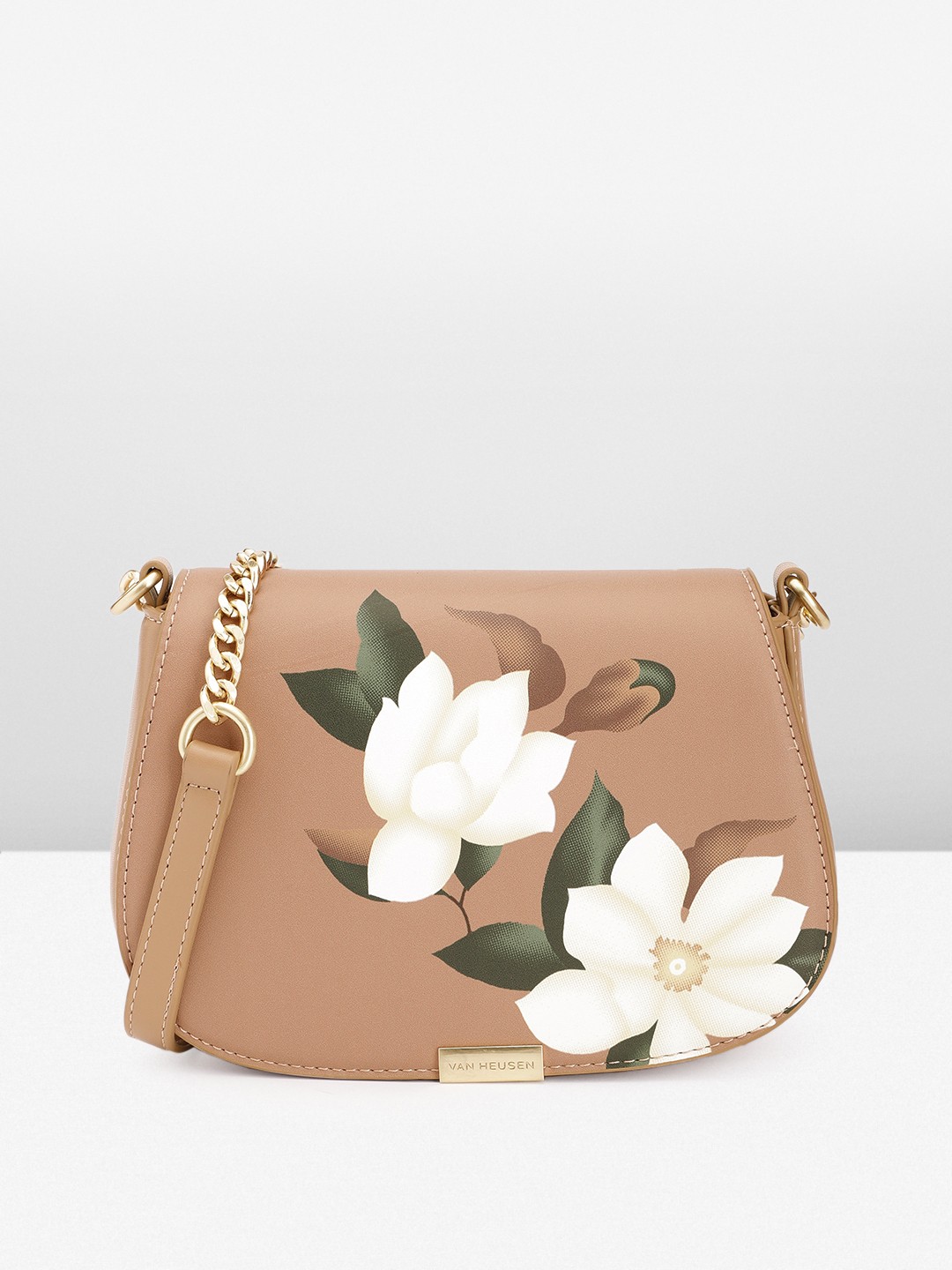 

Van Heusen Floral Printed Structured Sling Bag, Beige