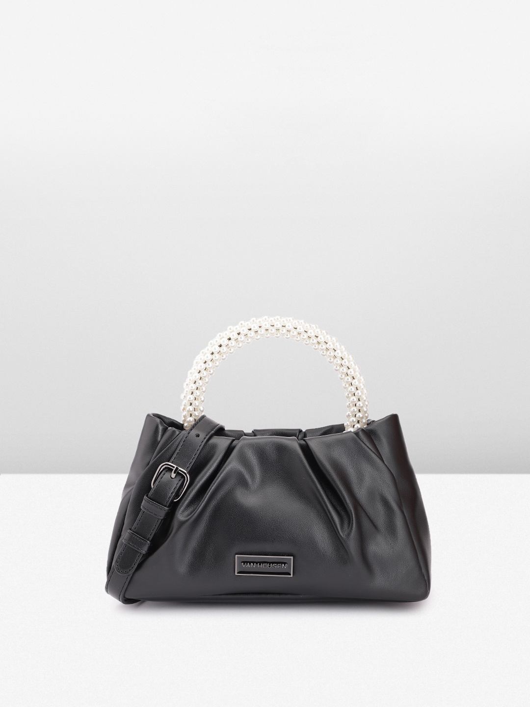 

Van Heusen Structured Embellished Handheld Bag, Black