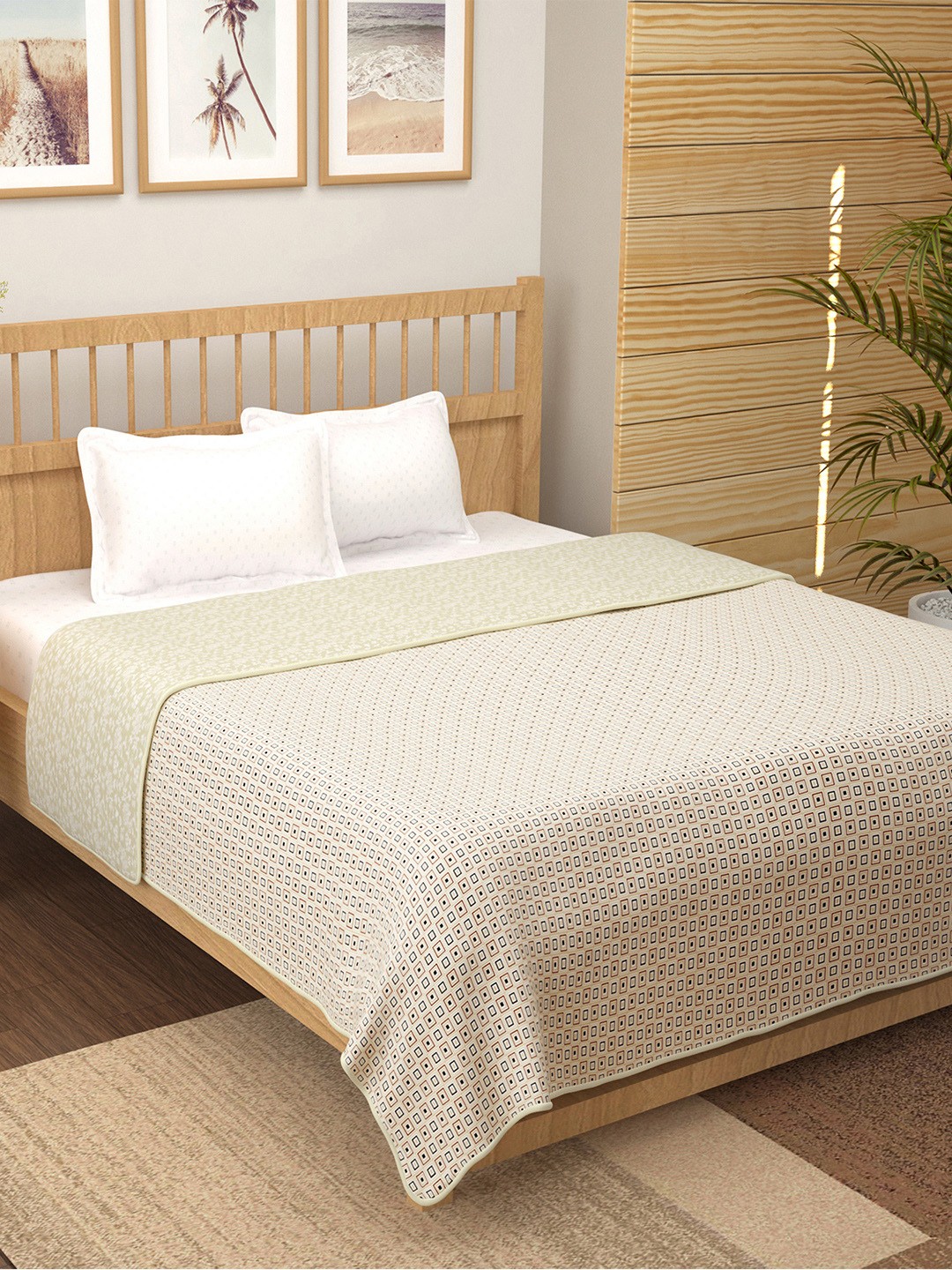 

Story@home Beige & Grey Floral AC Room 150 GSM Double Bed Dohar