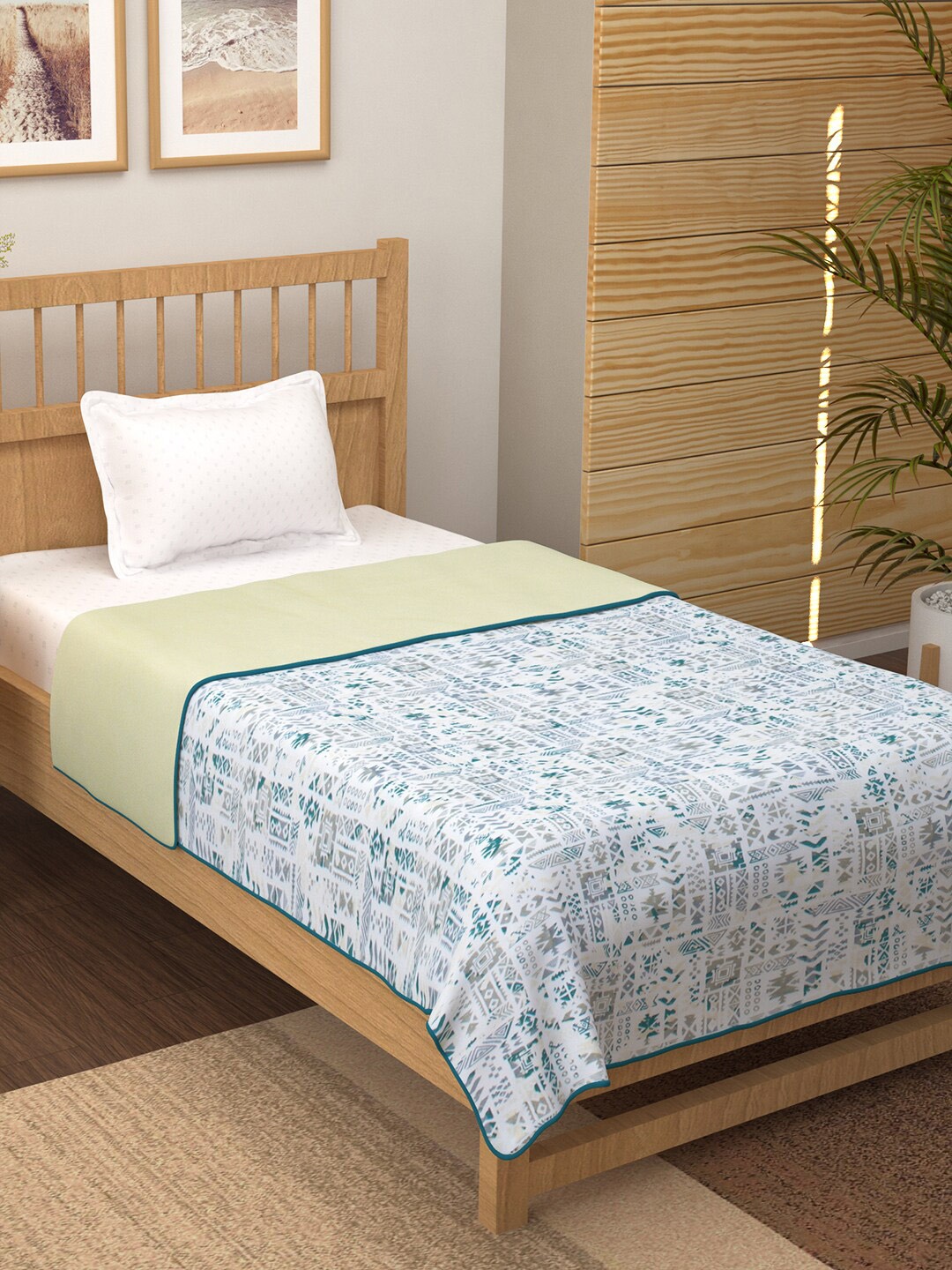 

Story@home Yellow & Blue AC Room 150 GSM Reversible Cotton Single Bed Dohar