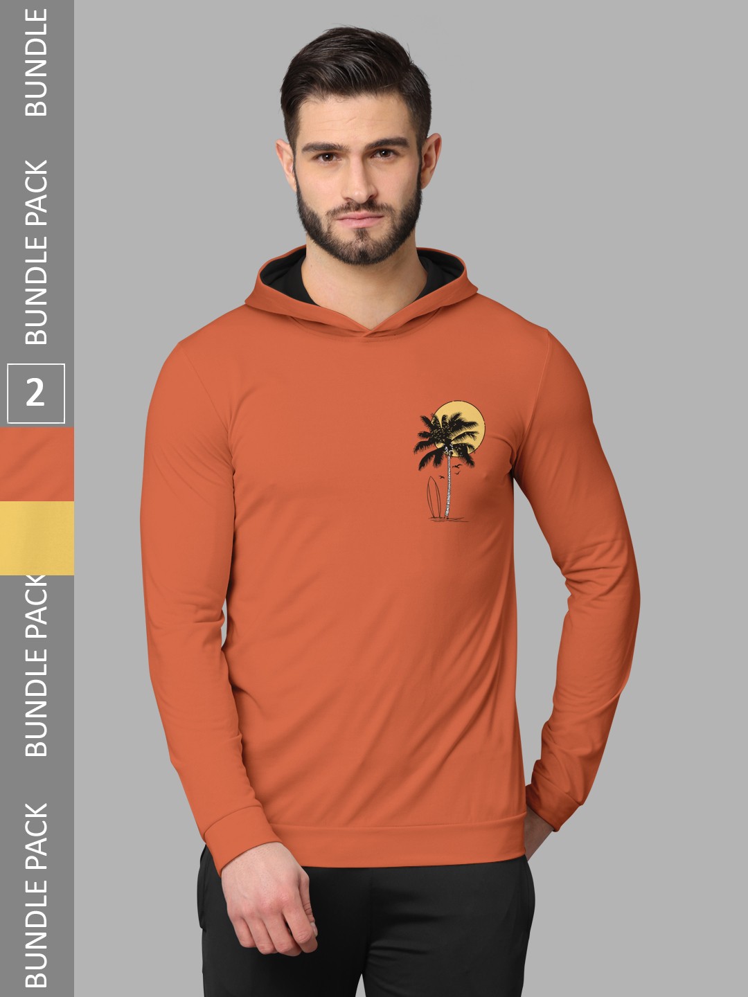 

BULLMER Pack Of 2 Graphic Printed Cotton Sweatshirt, Mustard