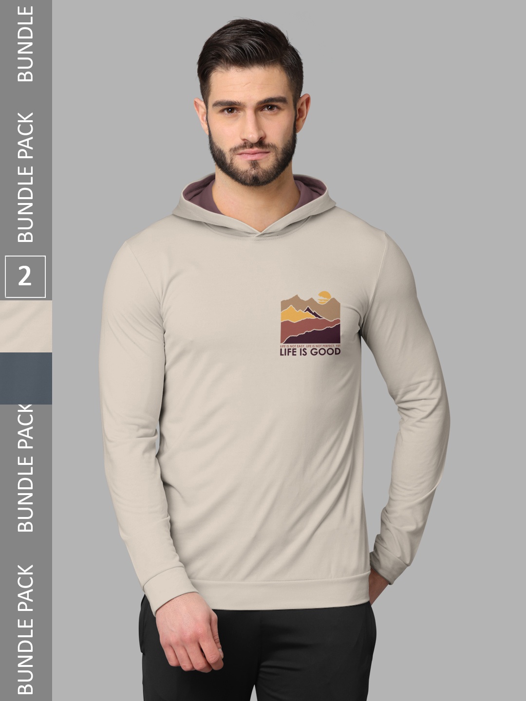 

BULLMER Pack Of 2 Graphic Printed Cotton Sweatshirt, Grey