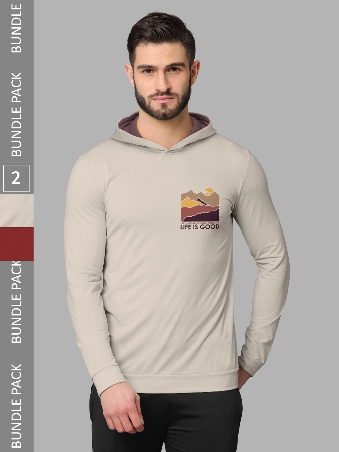 

BULLMER Pack Of 2 Graphic Printed Cotton Sweatshirt, Rust