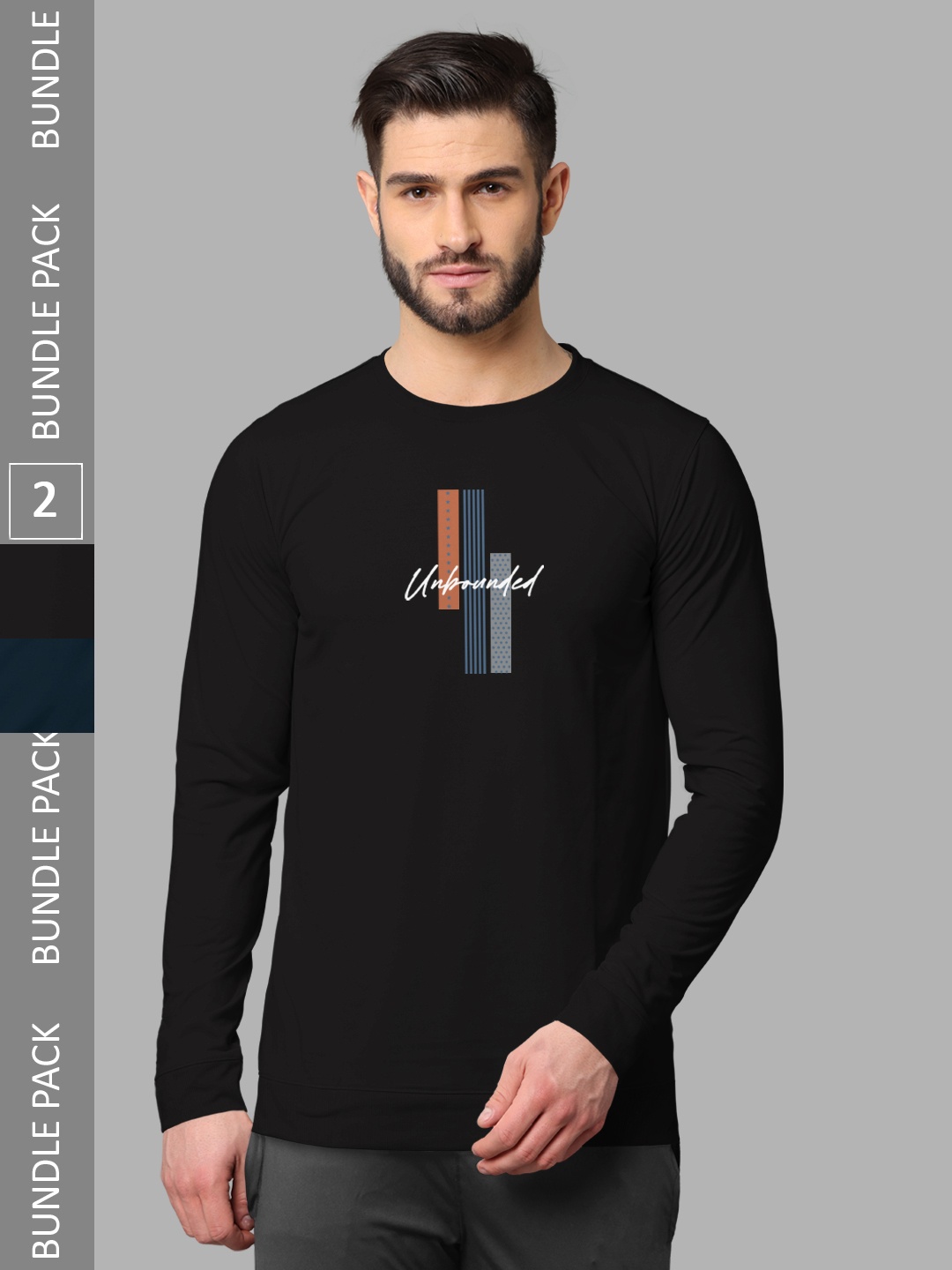 

BULLMER Pack Of 2 Typography Printed Hooded Cotton Sweatshirt, Black