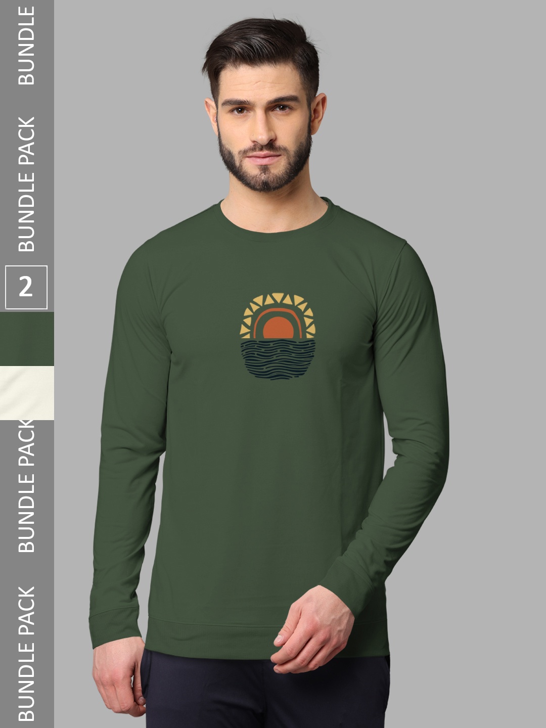 

BULLMER Pack Of 2 Graphic Printed Hooded Cotton Sweatshirt, Cream