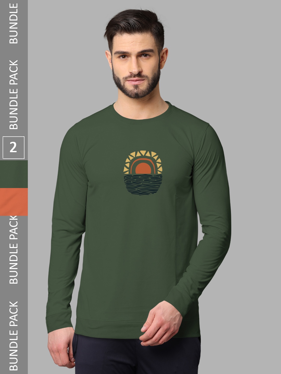 

BULLMER Pack Of 2 Graphic Printed Hooded Cotton Sweatshirt, Orange