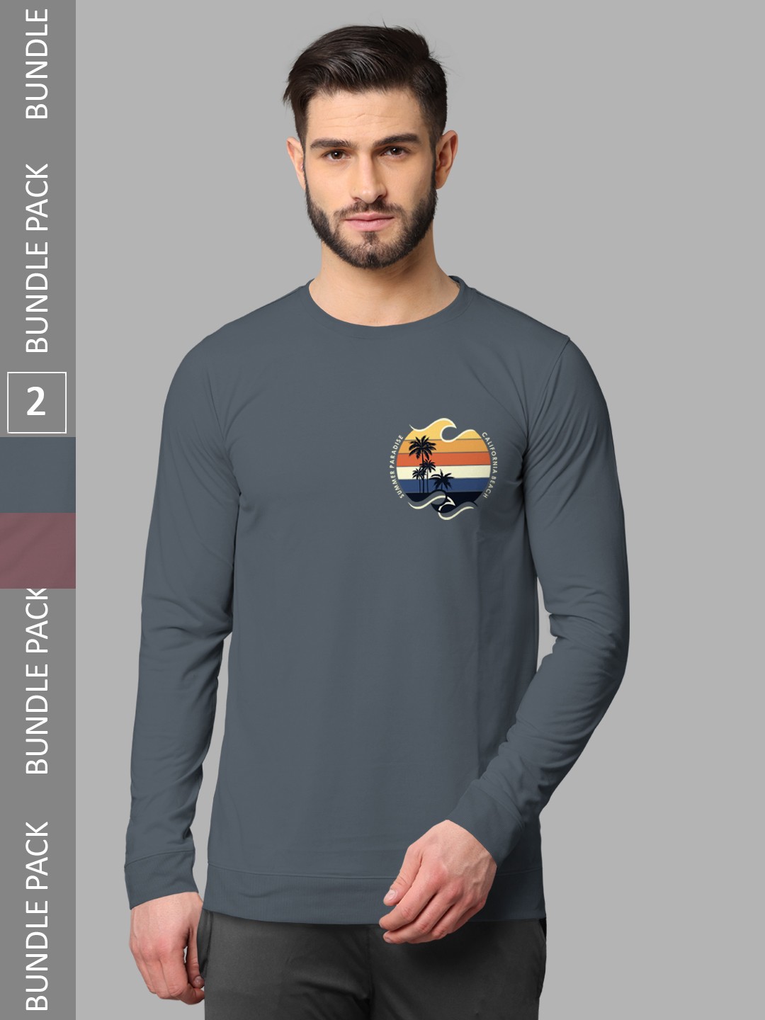 

BULLMER Pack Of 2 Graphic Printed Hooded Cotton Sweatshirt, Taupe