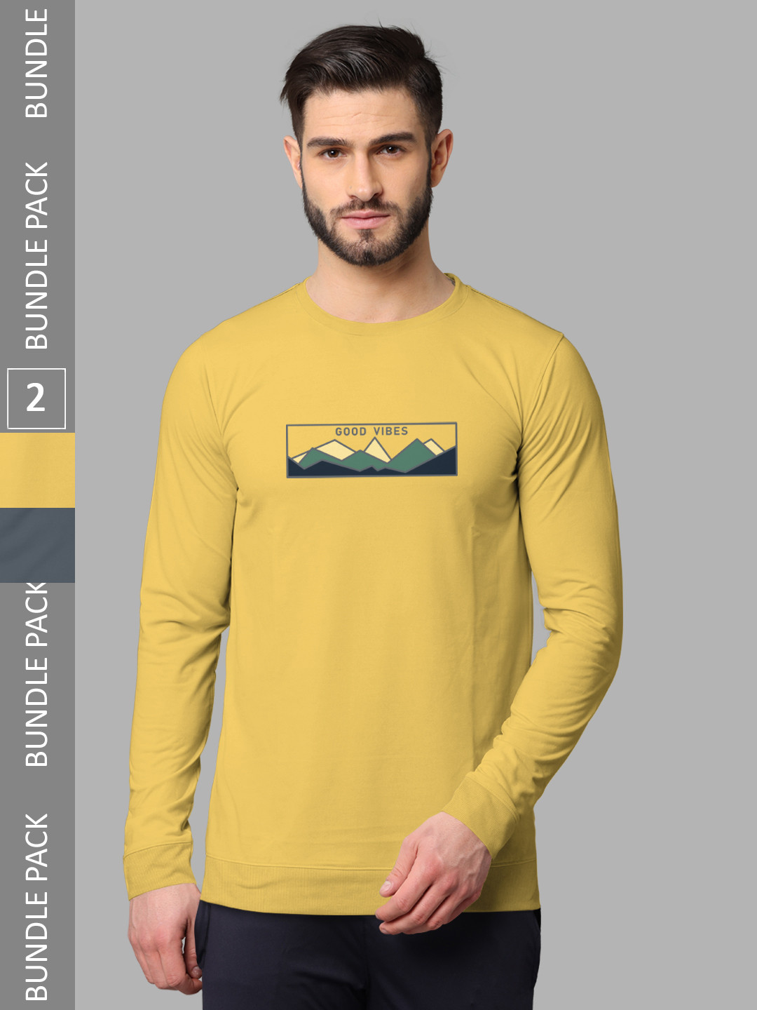 

BULLMER Pack Of 2 Graphic Printed Hooded Cotton Sweatshirt, Grey