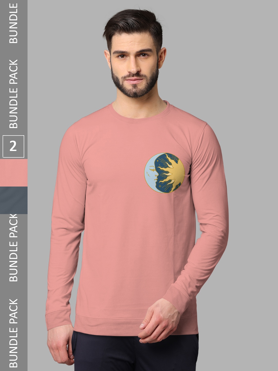

BULLMER Pack Of 2 Graphic Printed Hooded Cotton Sweatshirt, Grey