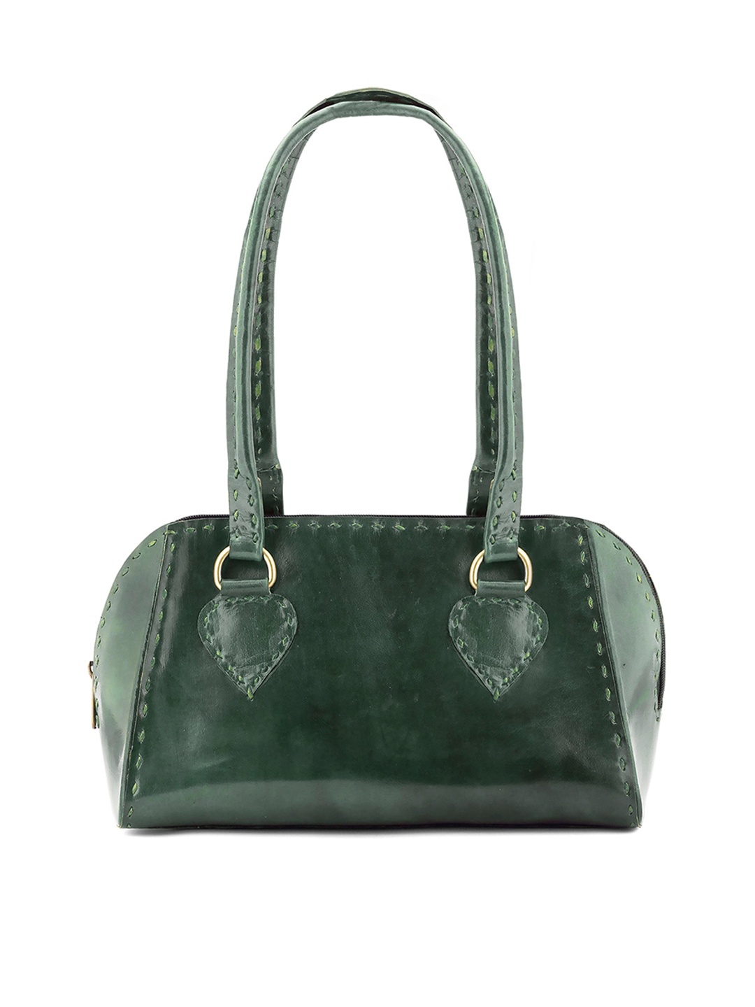

Goatter Textured Leather Structured Shoulder Bag, Green