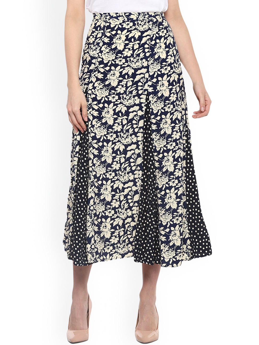 

Polo Ralph Lauren Floral Printed Midi Skirt, Navy blue