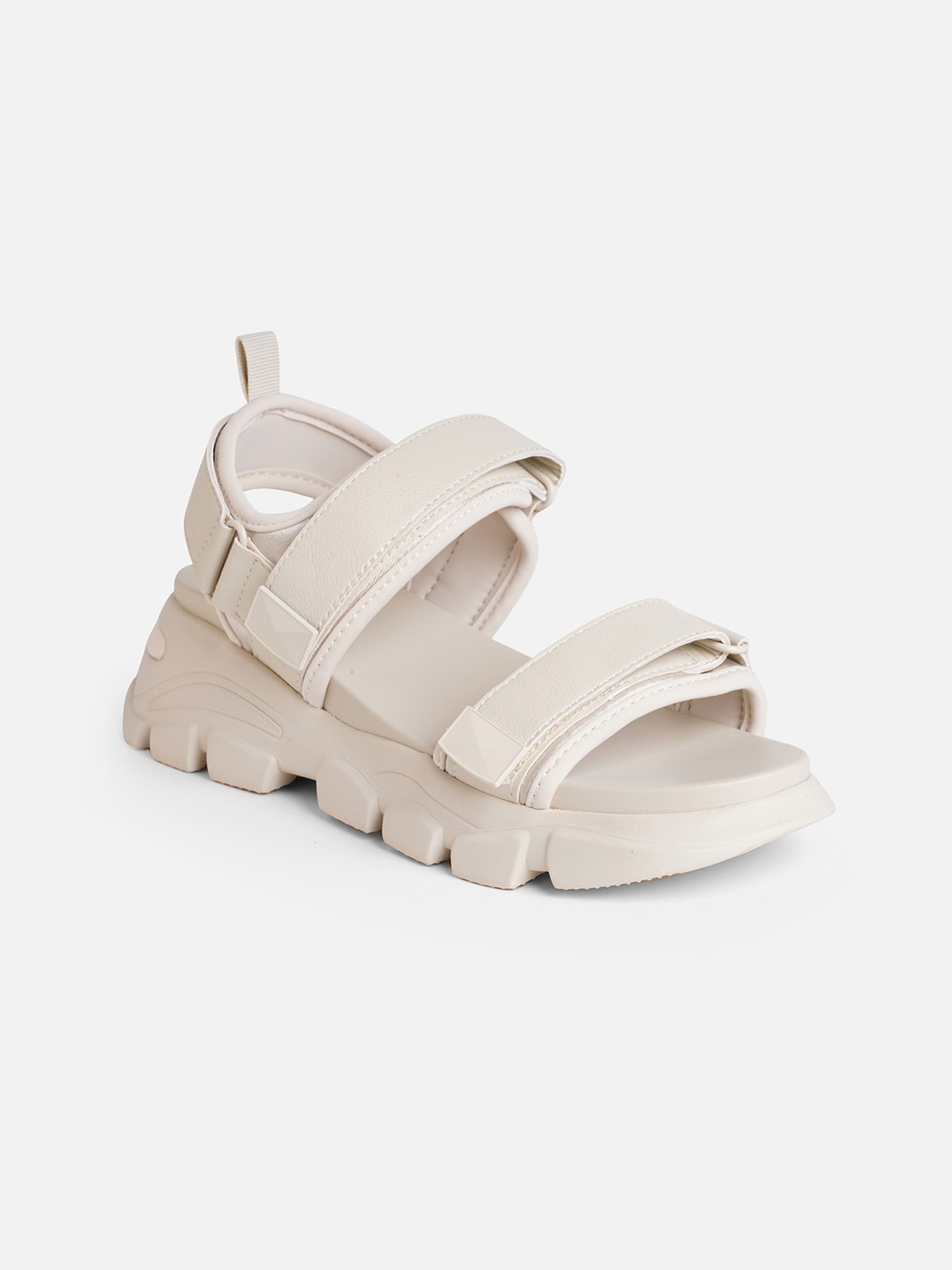 

ALDO Open Toe Flatform Heels With Buckles, Off white