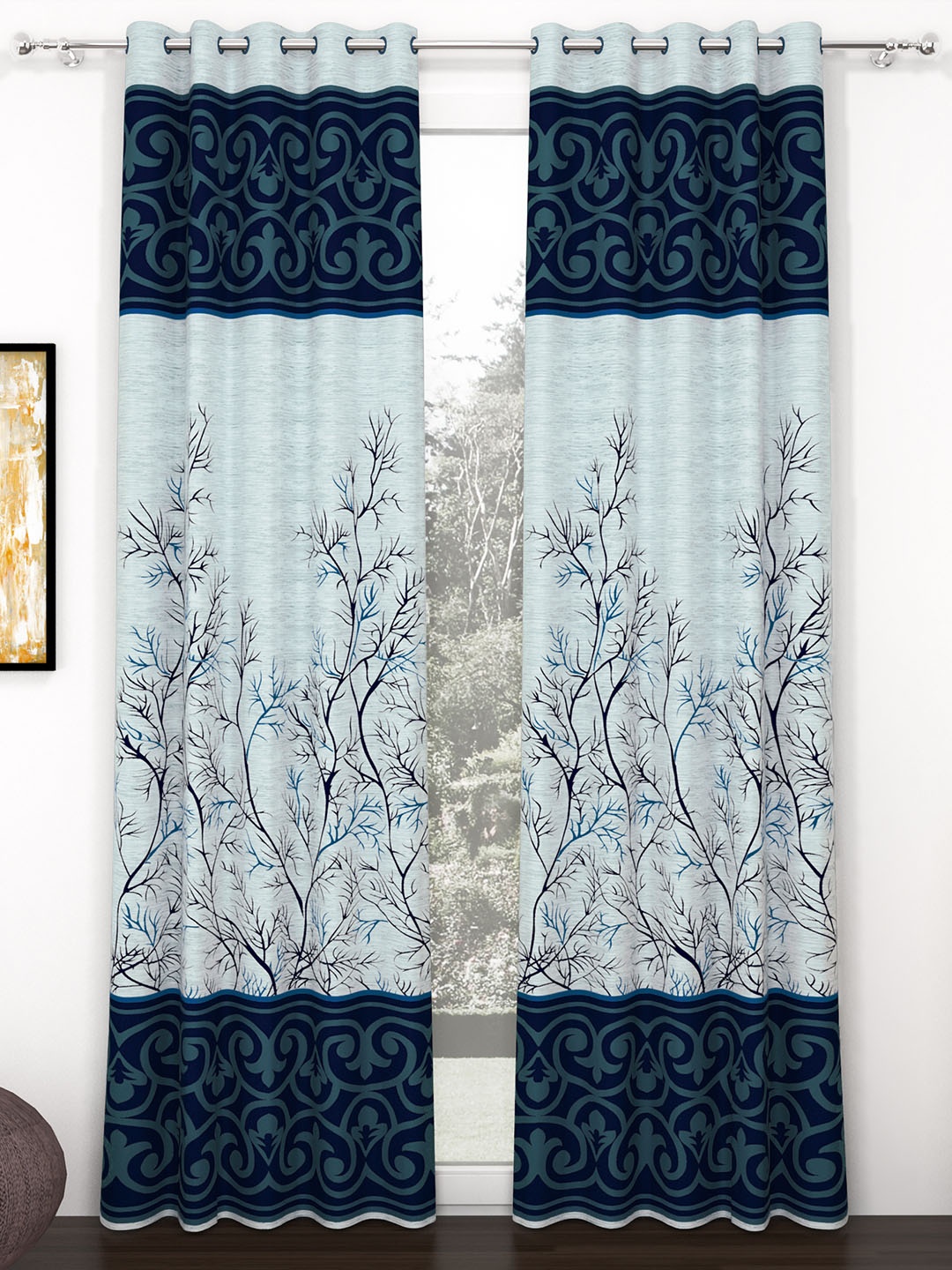 

Story@home Blue & Grey 2 Pieces Floral Door Curtain