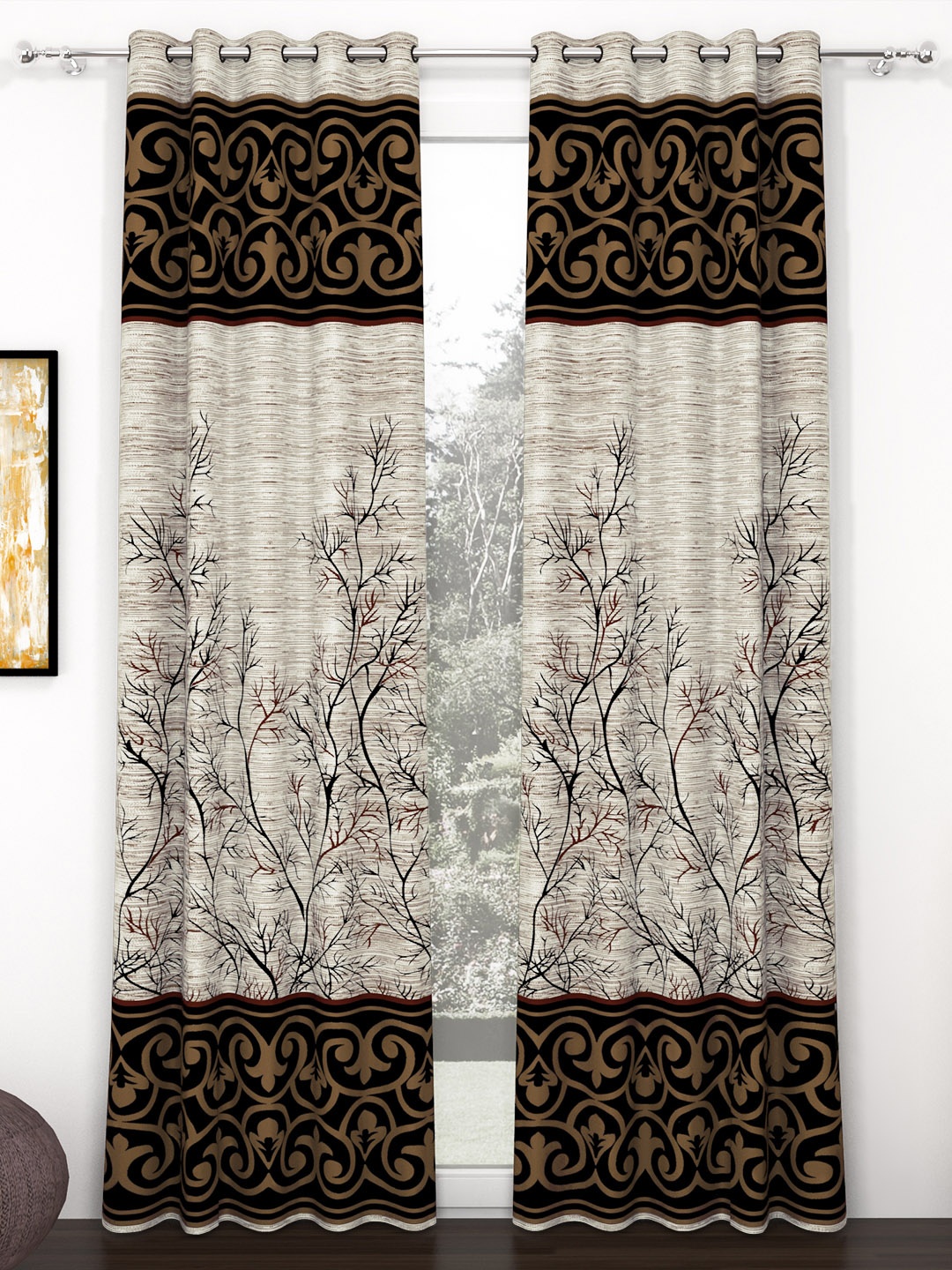 

Story@home Brown & Grey Set of 2 Pieces Ethnic Motifs Door Curtain