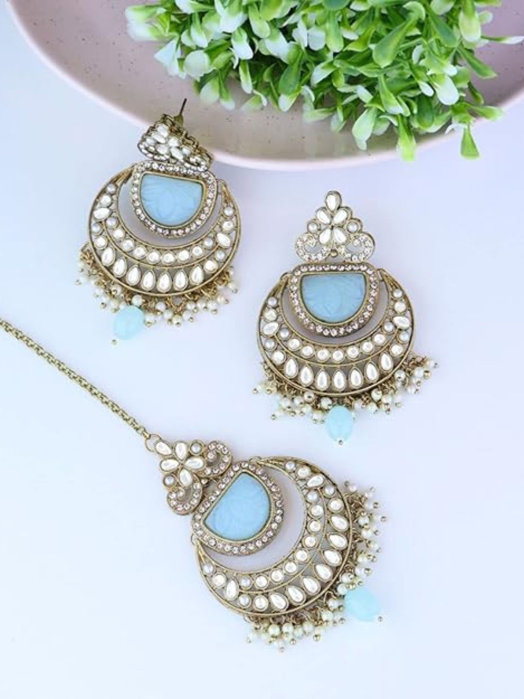 

I Jewels Gold-Plated & Kundan-Studded Jewellery Set