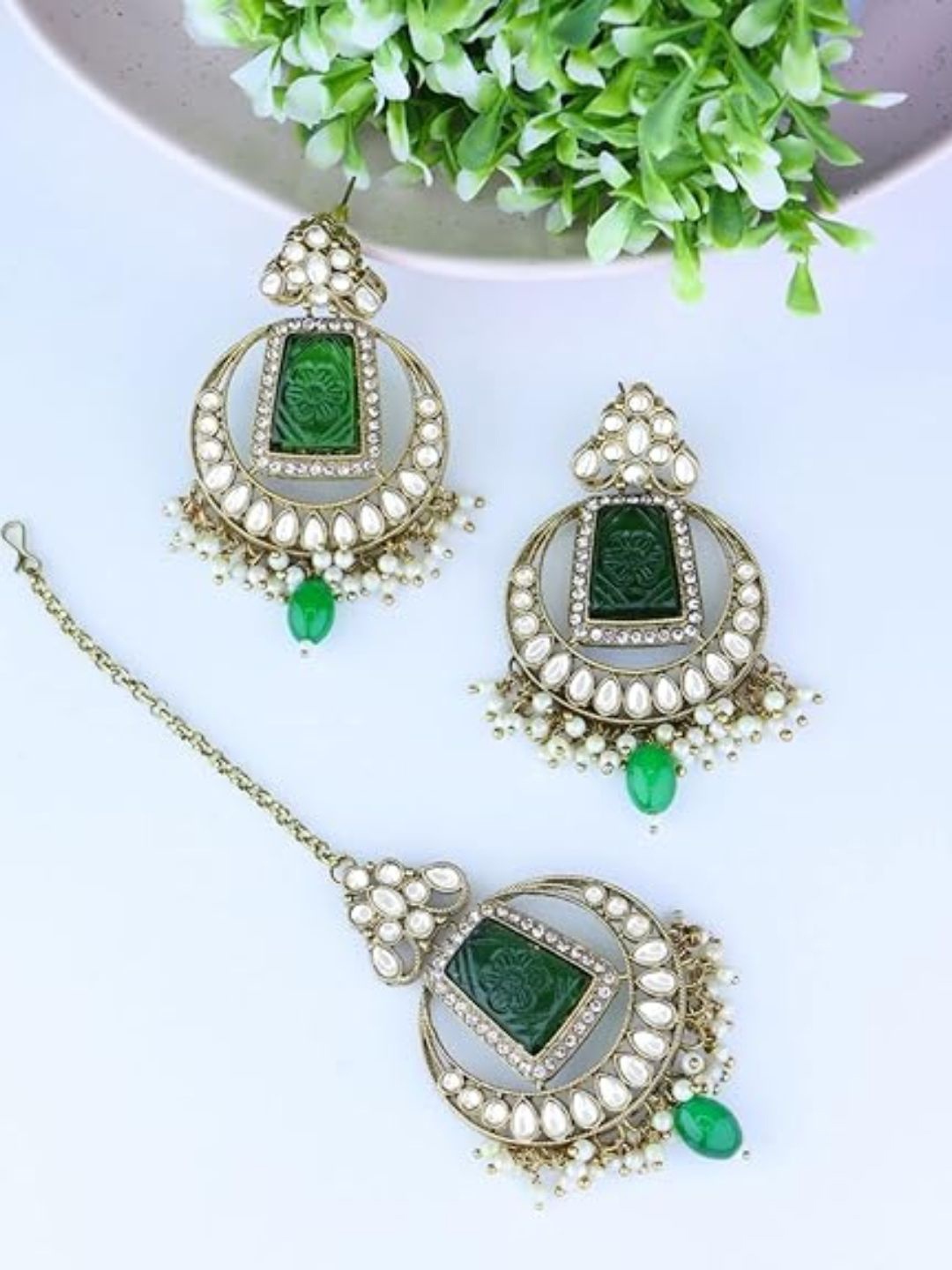 

I Jewels Gold-Plated & Kundan-Studded Jewellery Set