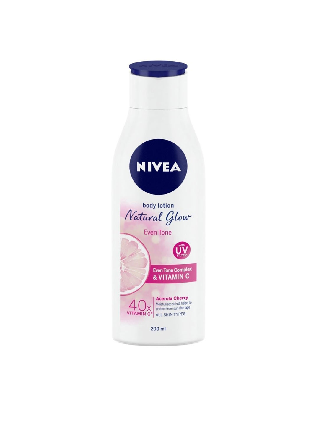 

Nivea Body Lotion Natural Glow Even Tone UV Protect 40x Vitamin C - 200 ml, White
