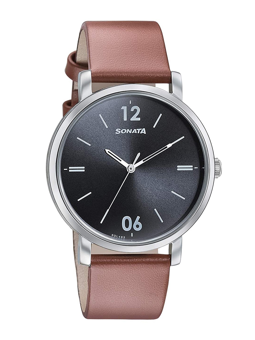 

Sonata Men Textured Leather Straps Analogue Watch 7142SL01, Black