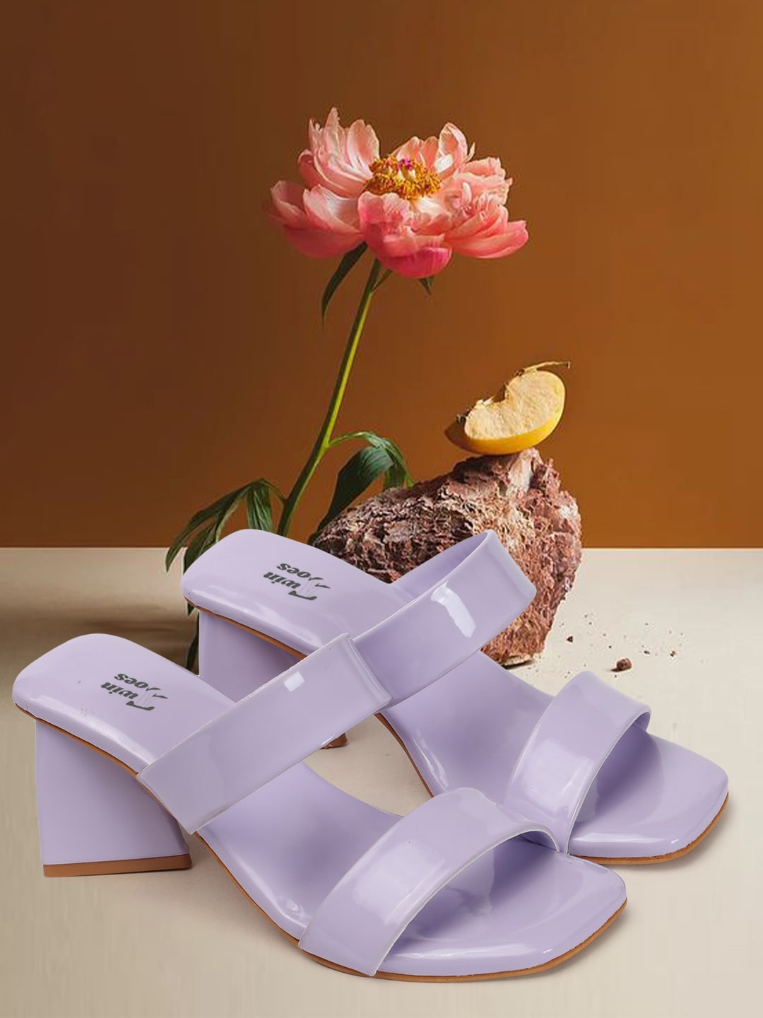 

TWIN TOES Two Strap Open Toe Block Heels, Lavender