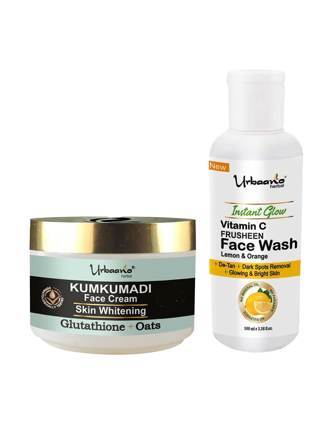 

Urbaano Herbal Instant Glow Set Of 2 Face Cream & Orange Face Wash, White